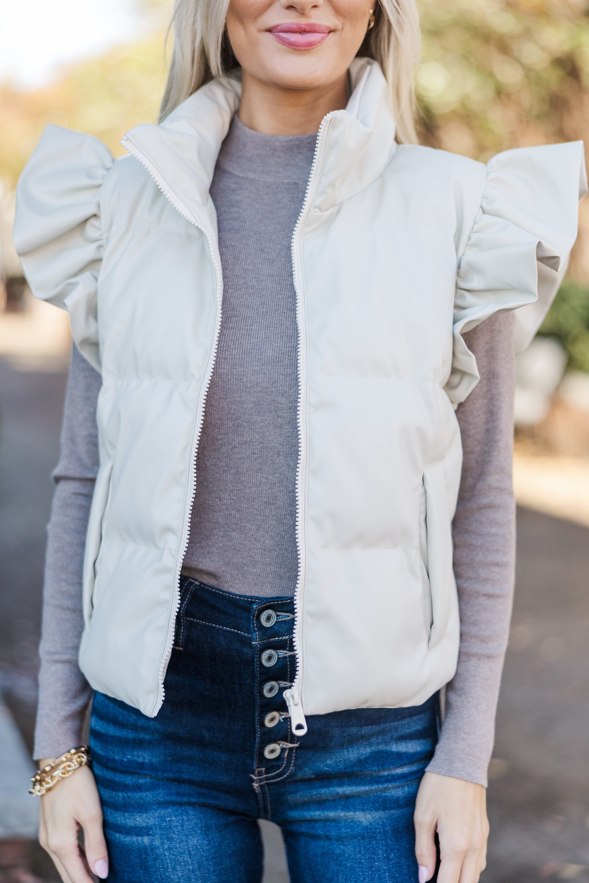 Gorgeous Happy To Be Here Cream White Puffer Vest - A Feminine Must-Have!