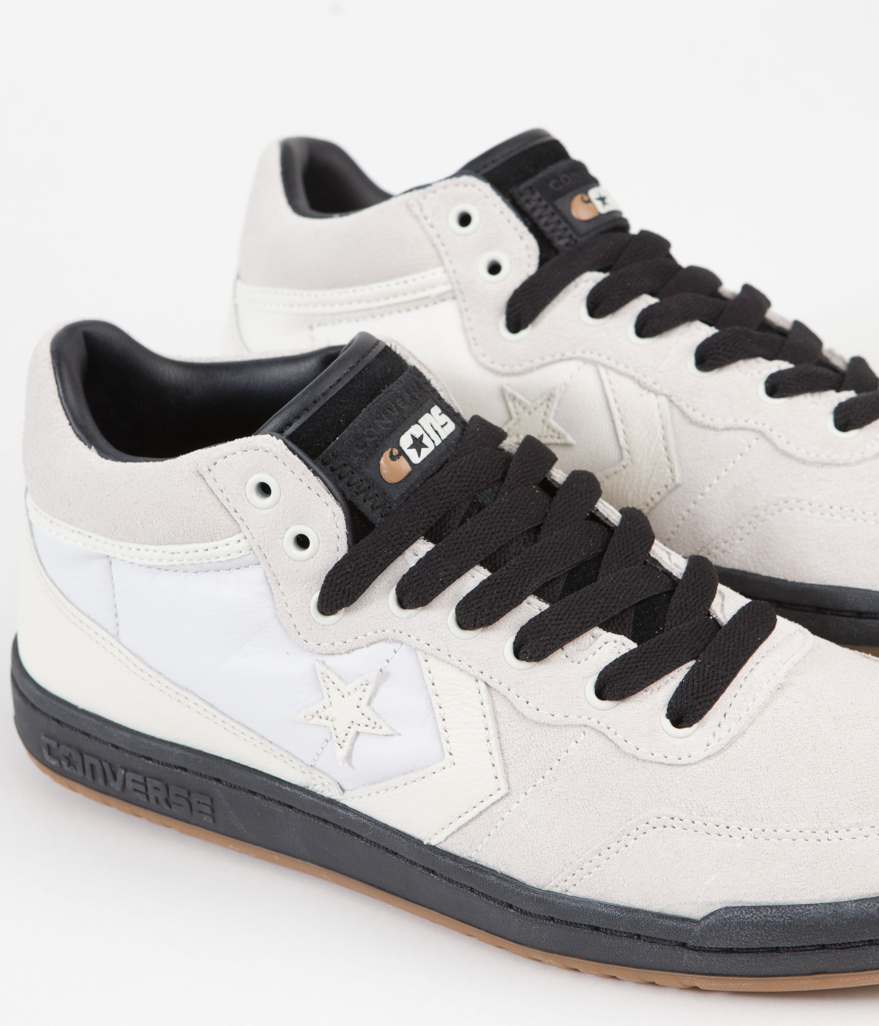 Converse x Carhartt Fast Break Mid Shoes - Stunning White / Bold Black / Earthy Gum Honey