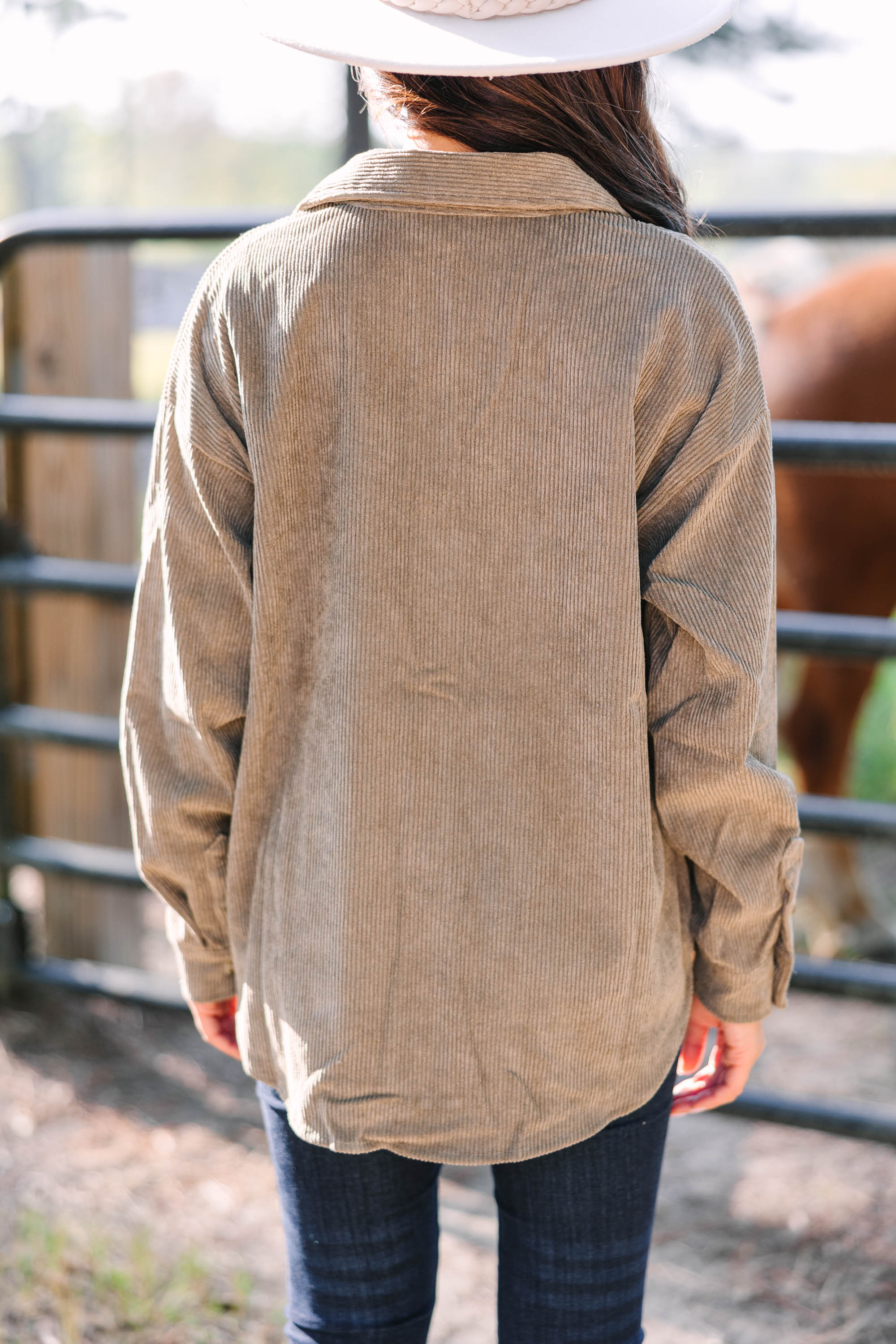 Chic Olive Green Corduroy Shacket for a Stylish Fall