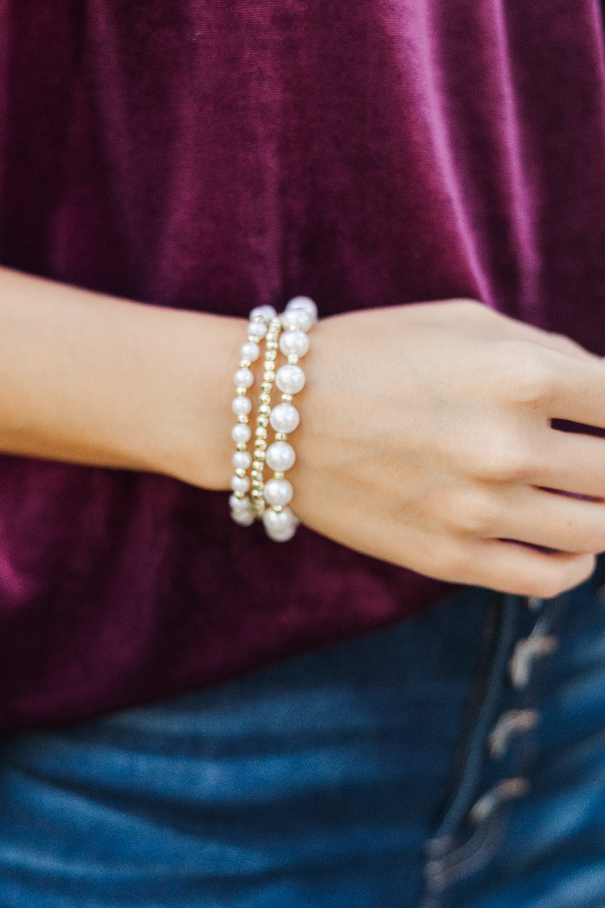 Gorgeous Back To You White Pearl Bracelet