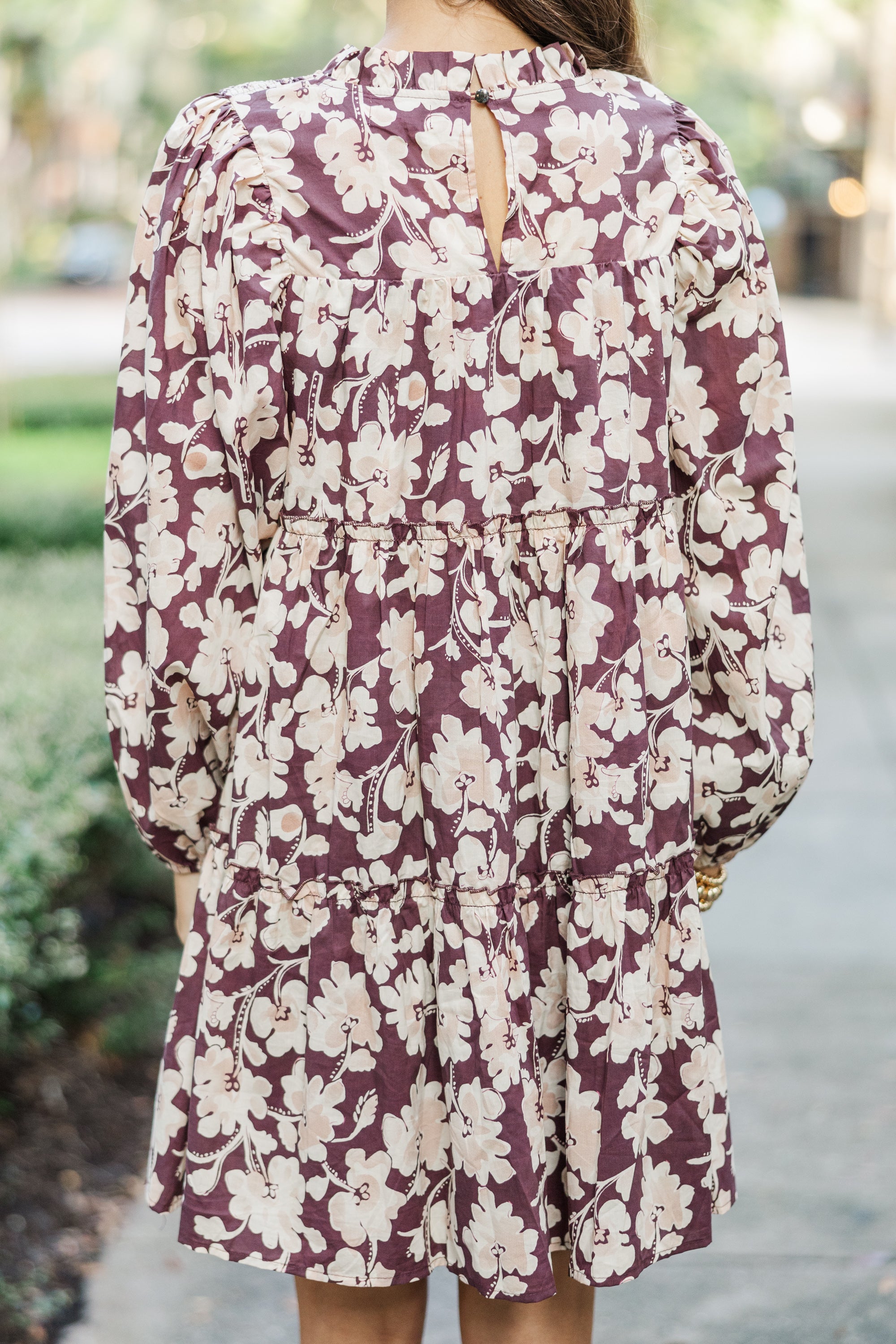 Gorgeous Brown Floral Babydoll Dress - Be Your Best!