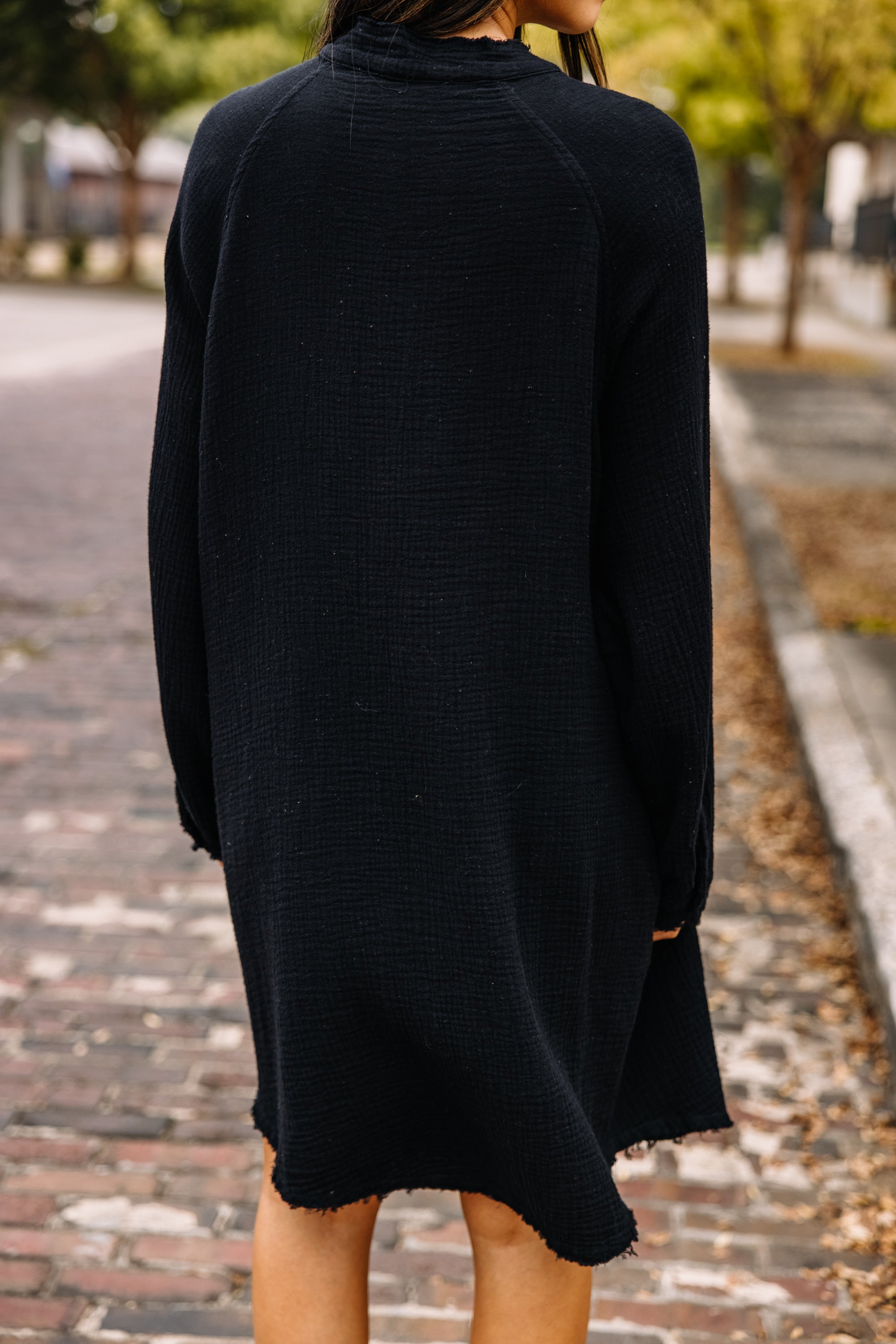 All Is Well Stylish Black Button Down Dress