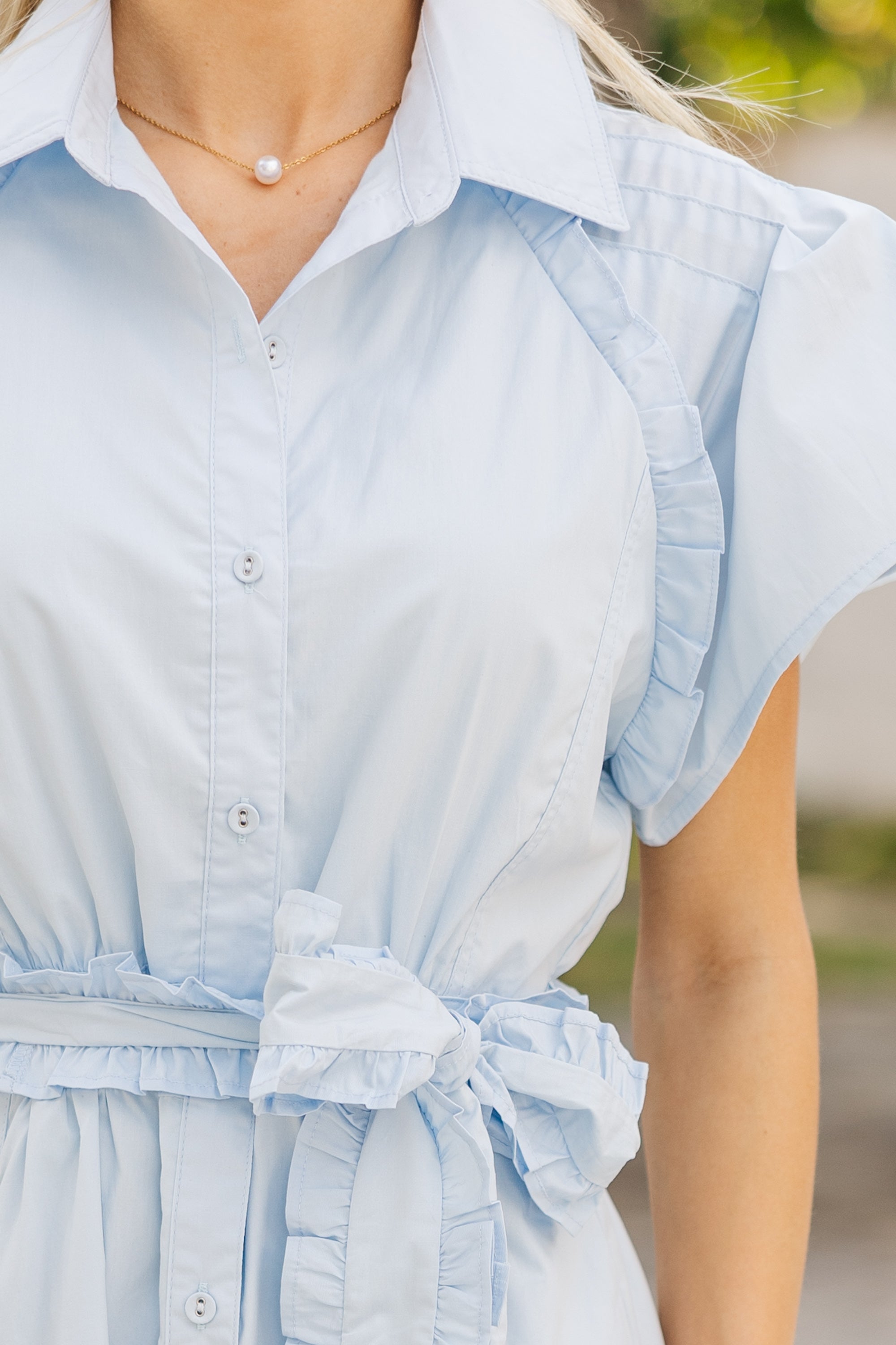 Enchanting All In A Dream Light Blue Ruffled Midi Dress