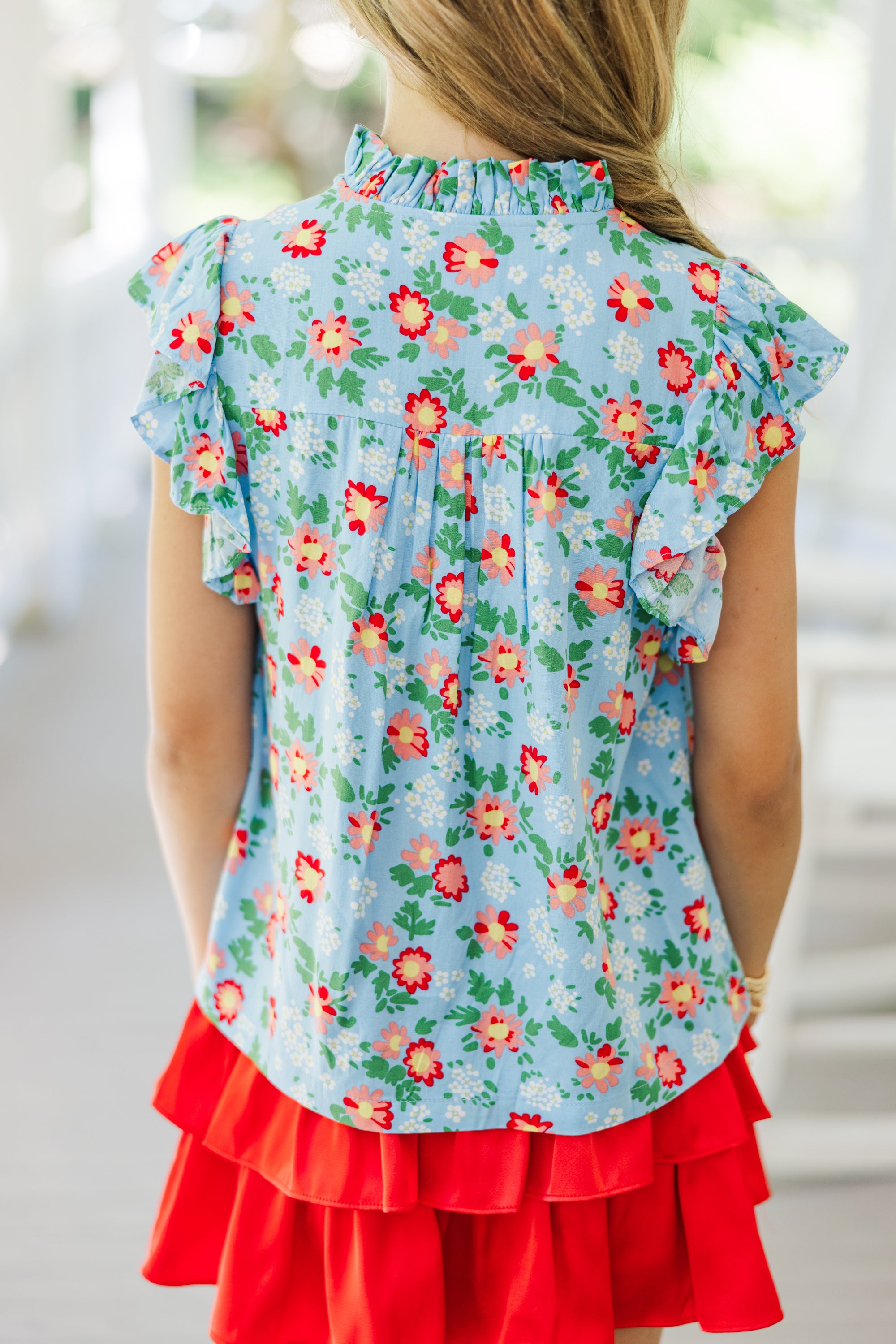 Irresistible Girls' Light Blue Floral Pick-and-Choose Blouse