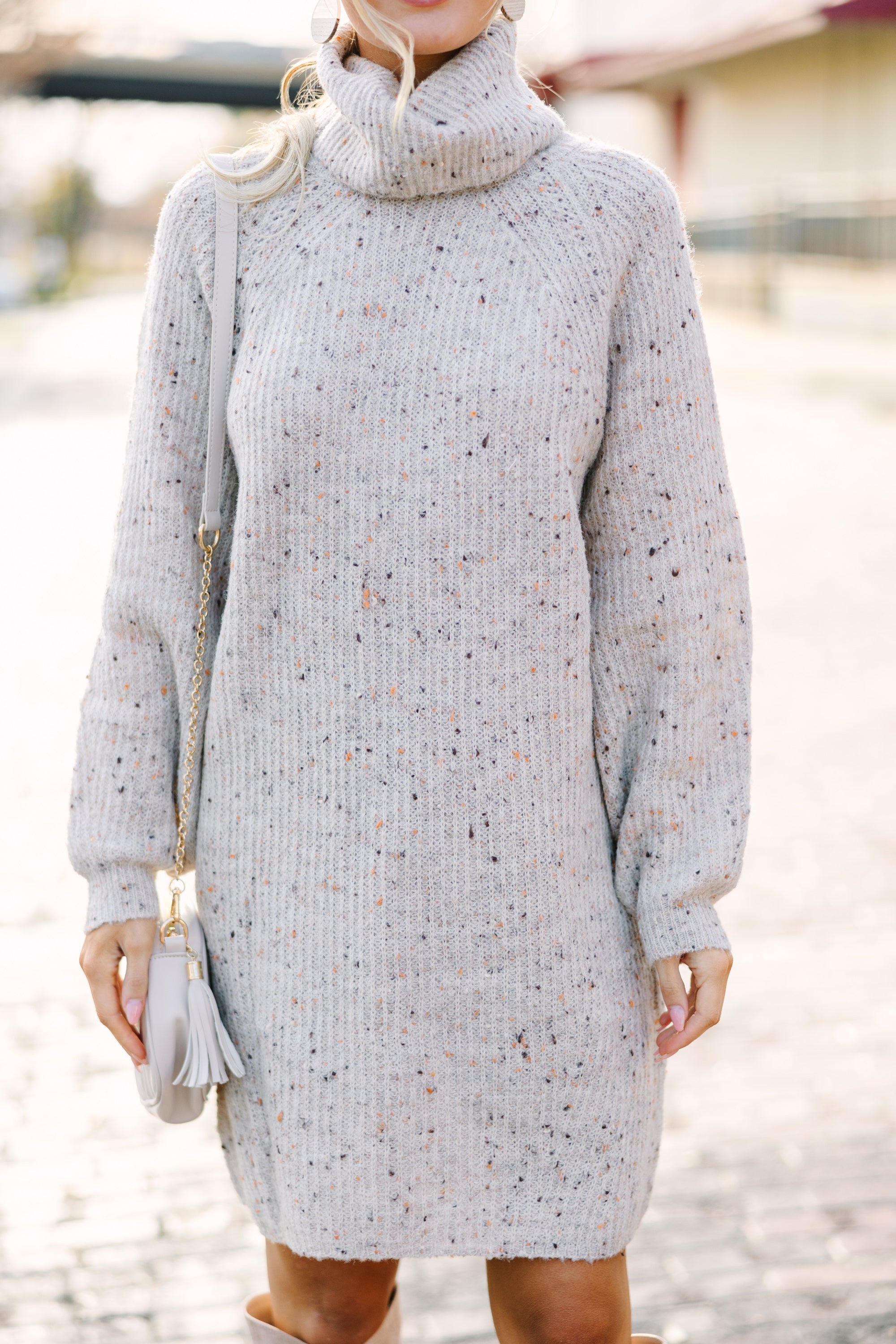 Irresistible Taupe Brown Sweater Dress
