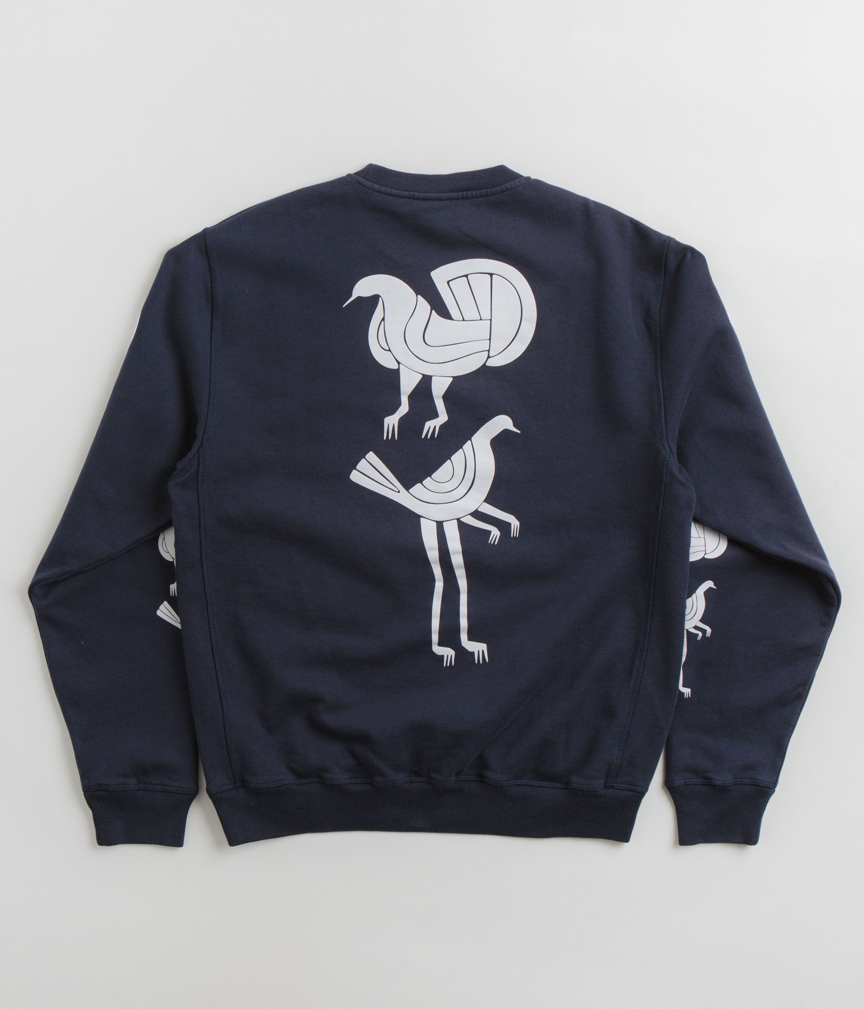 by Parra's Stunning Fancy Pigeon Crewneck Sweatshirt in Midnight Blue