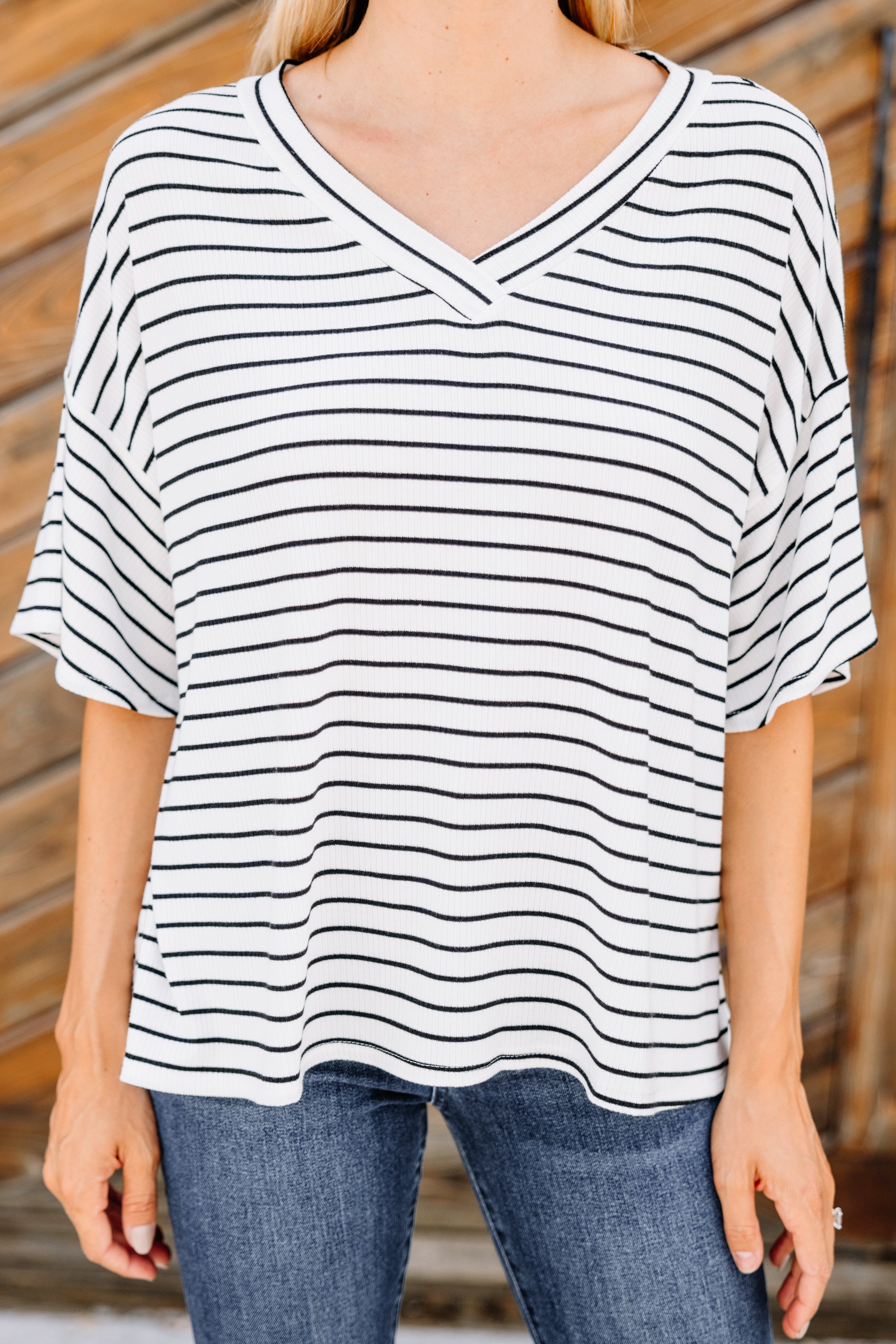 Stunning Good Impressions White Striped Top