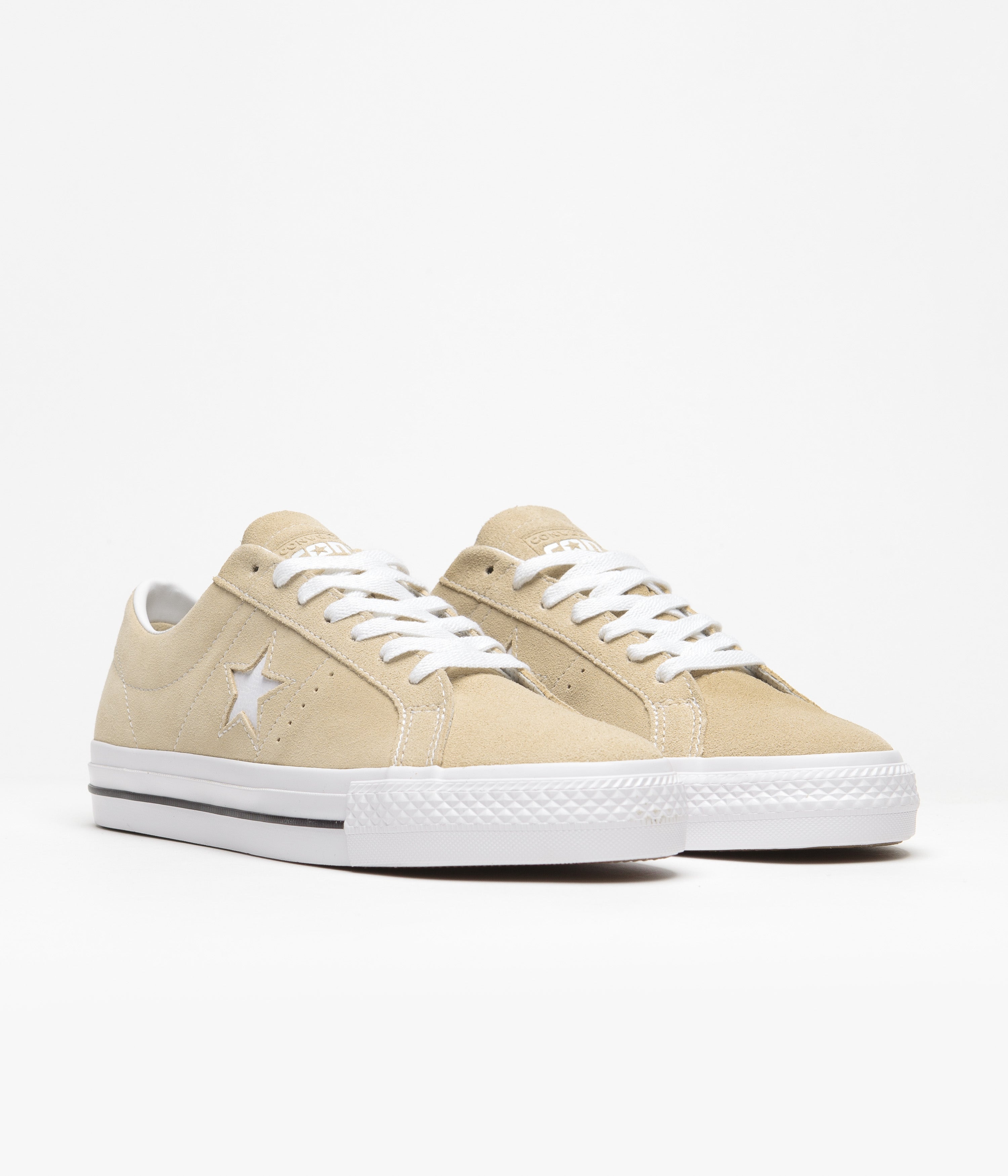 Converse One Star Pro Classic Suede Ox Shoes - Oat Milk/White/Black: Stylish Skate Essential