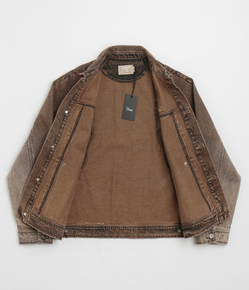Dime Dipped Sandblasted Brown Denim Jacket - A Fashion Statement