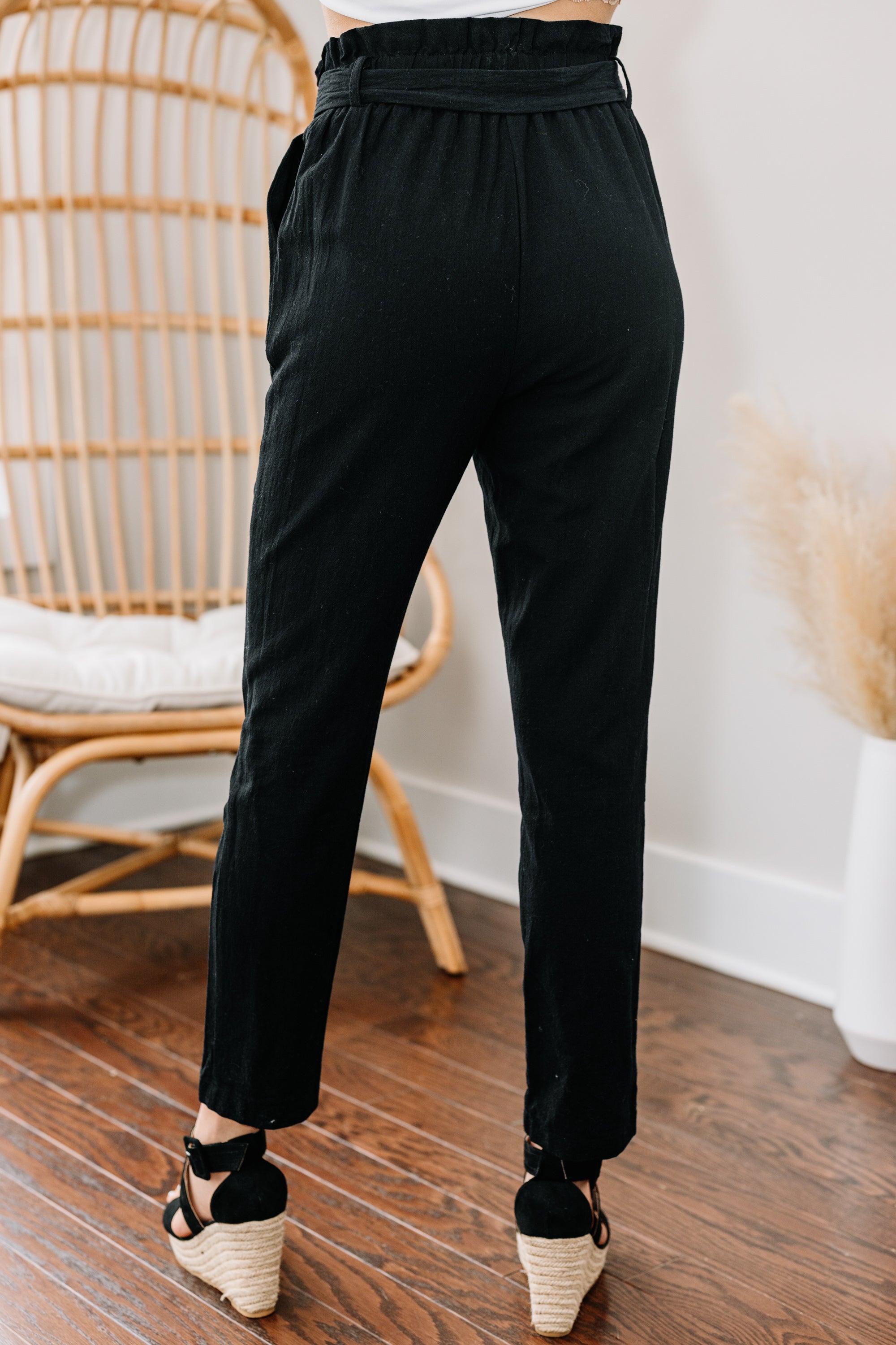 Back to the Grind: Stylish Black Paperbag Pants