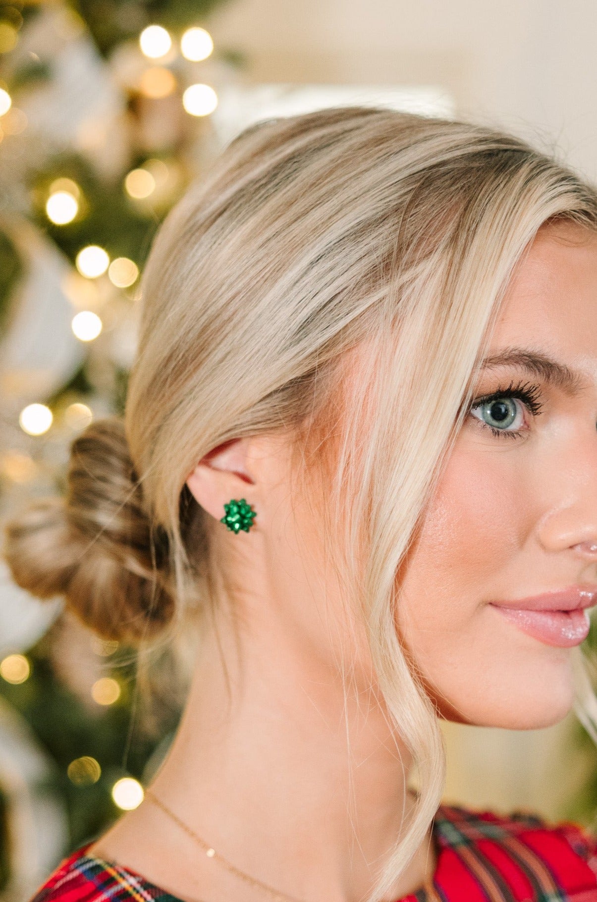 All Is Bright Green Gift Bow Charming Earrings