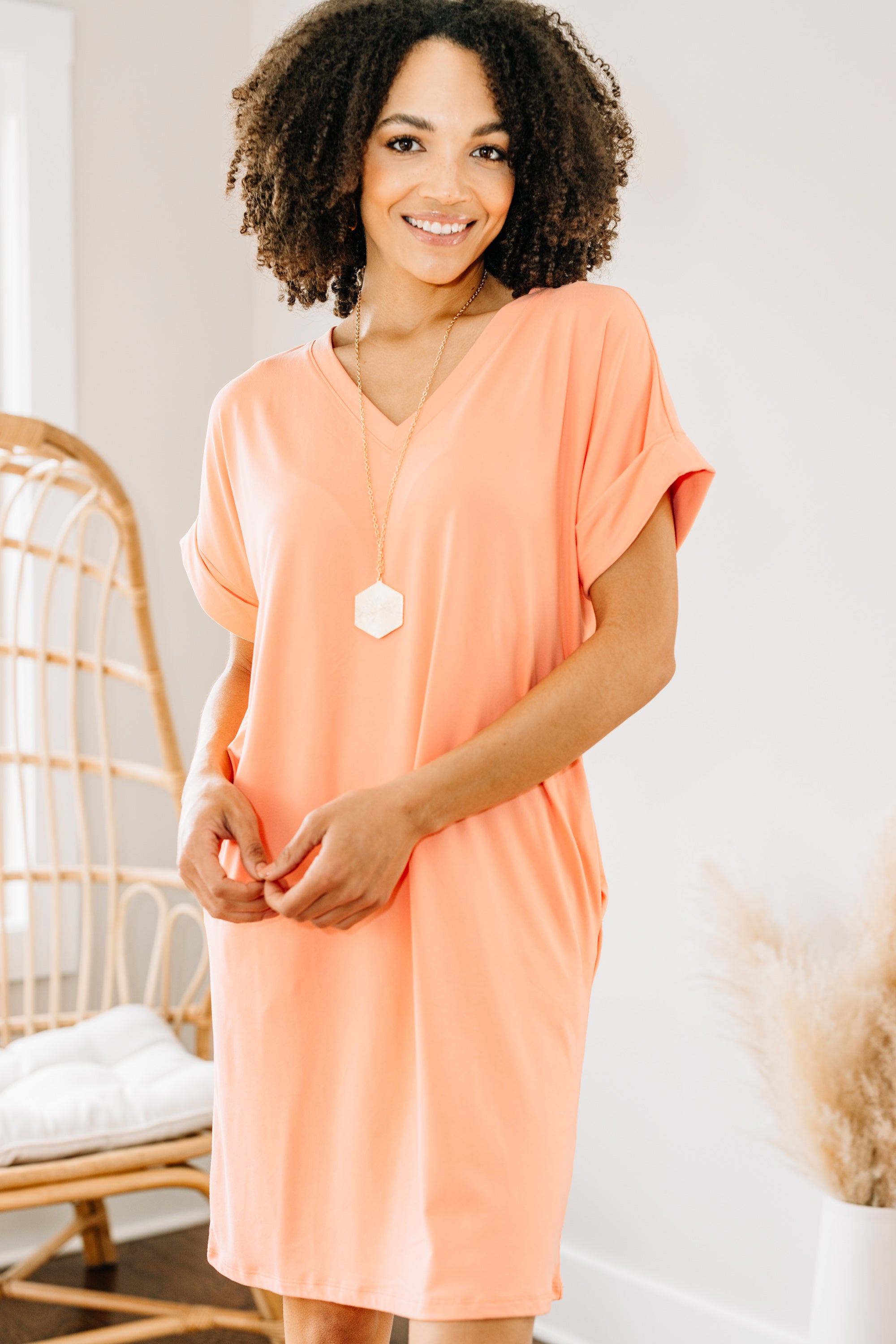 Stunning Coral Orange T-shirt Dress for Every Adventure