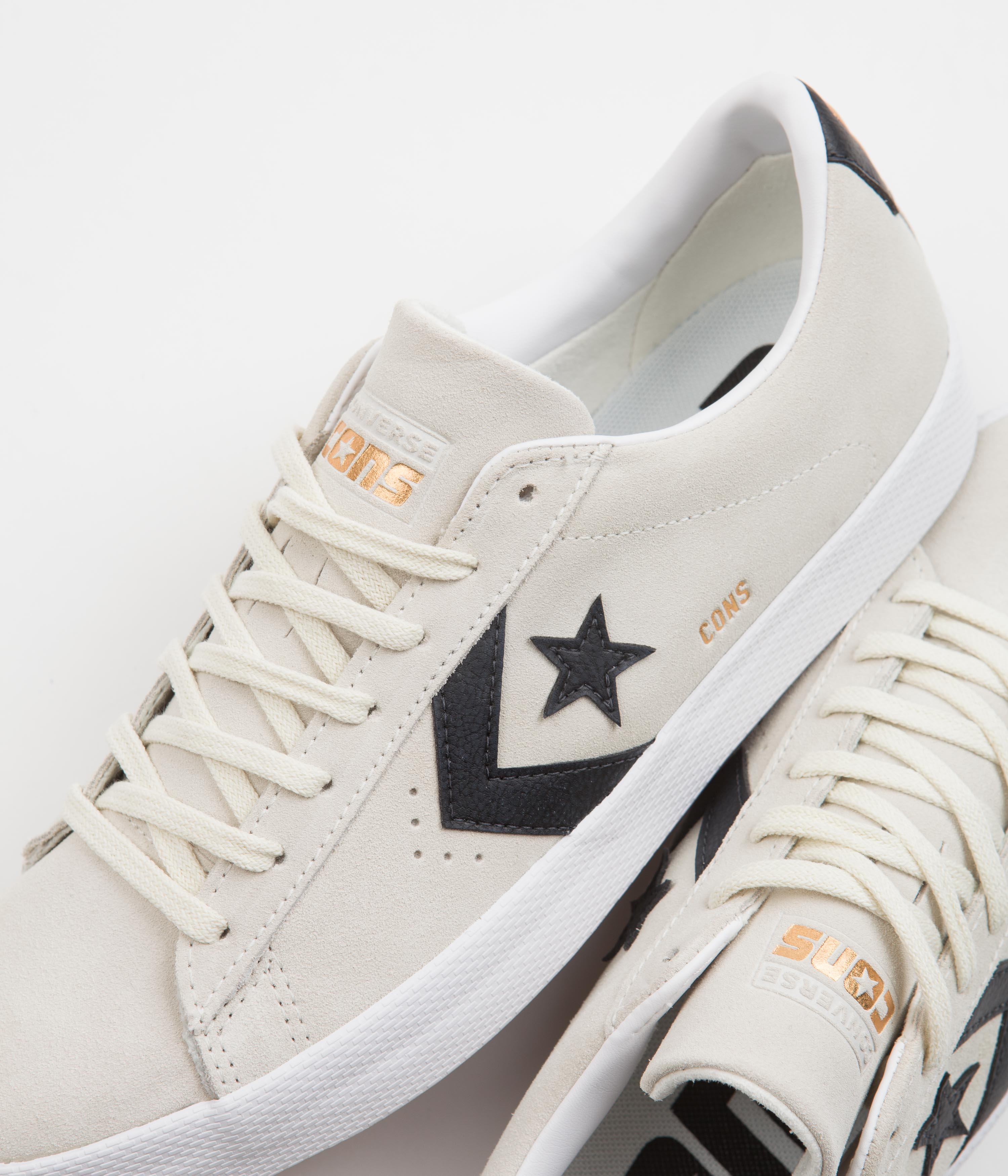 Converse Pro Leather Vulcanized Pro Ox Skate Shoes - Stunning Egret/Black Combo