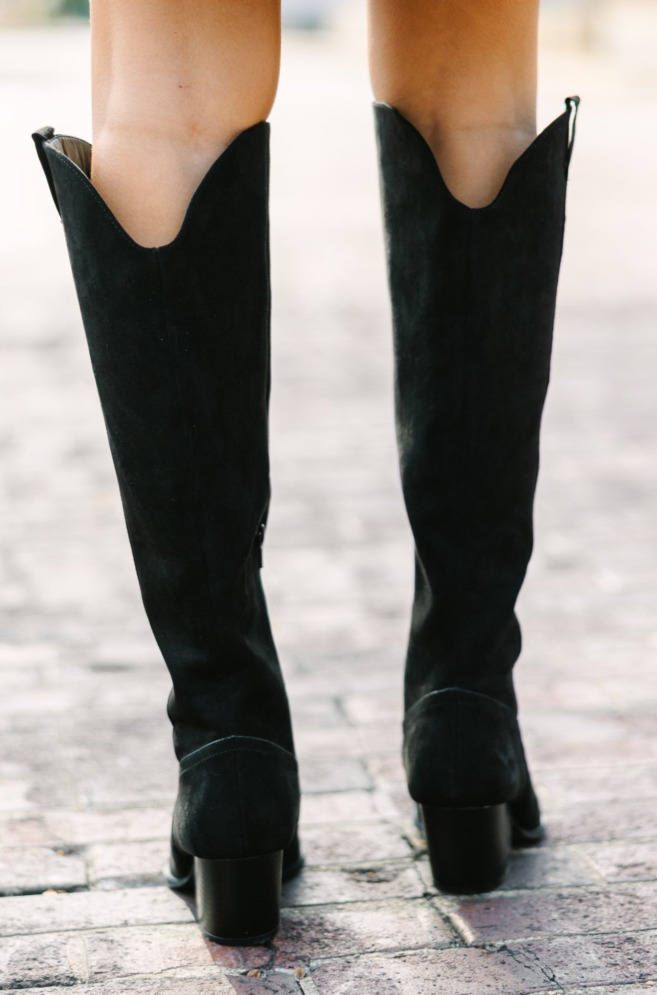 Enchanting Happy Place Black Western Suede Boots