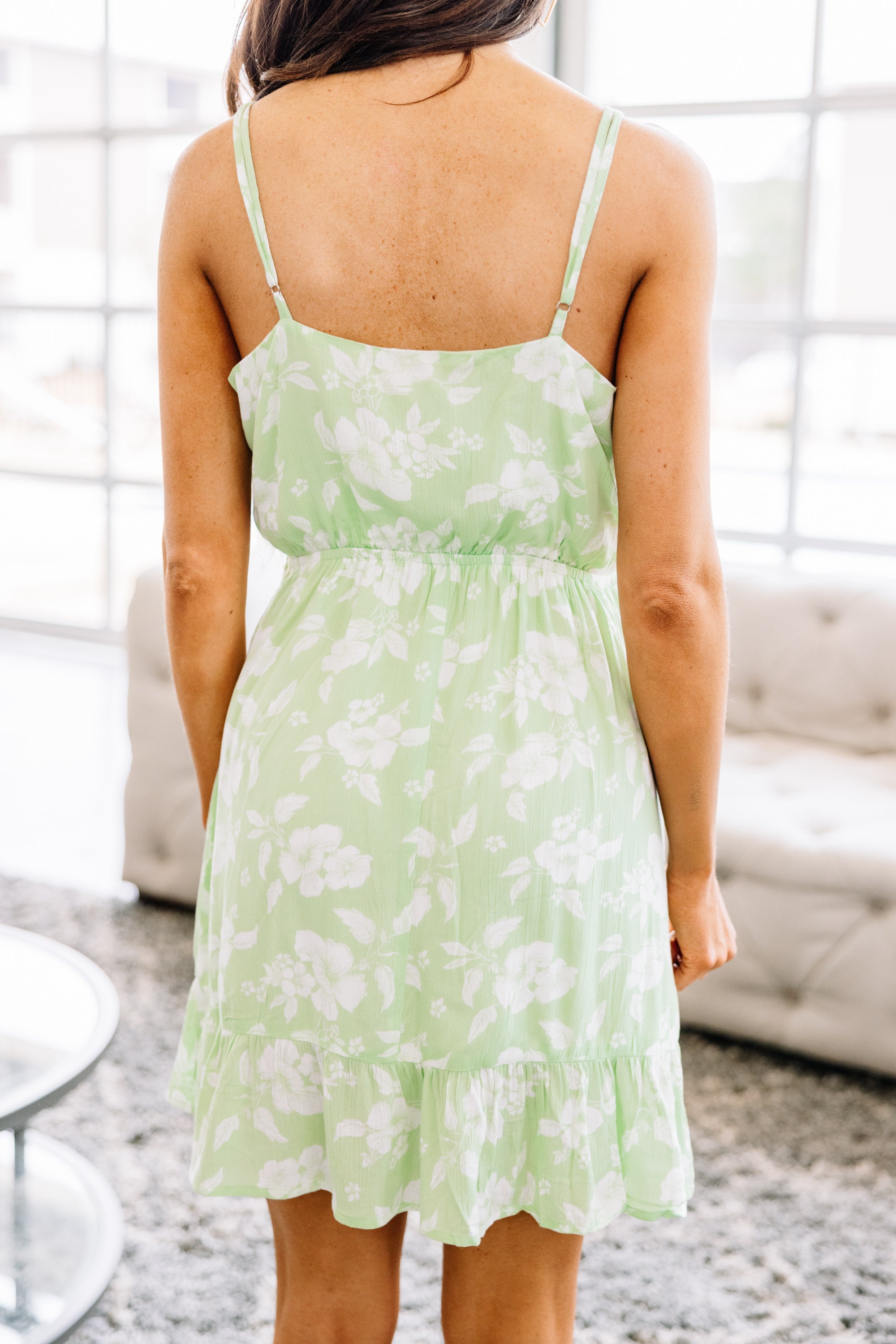 Irresistible Mint Green Floral Sun Dress - Perfect for Special Occasions