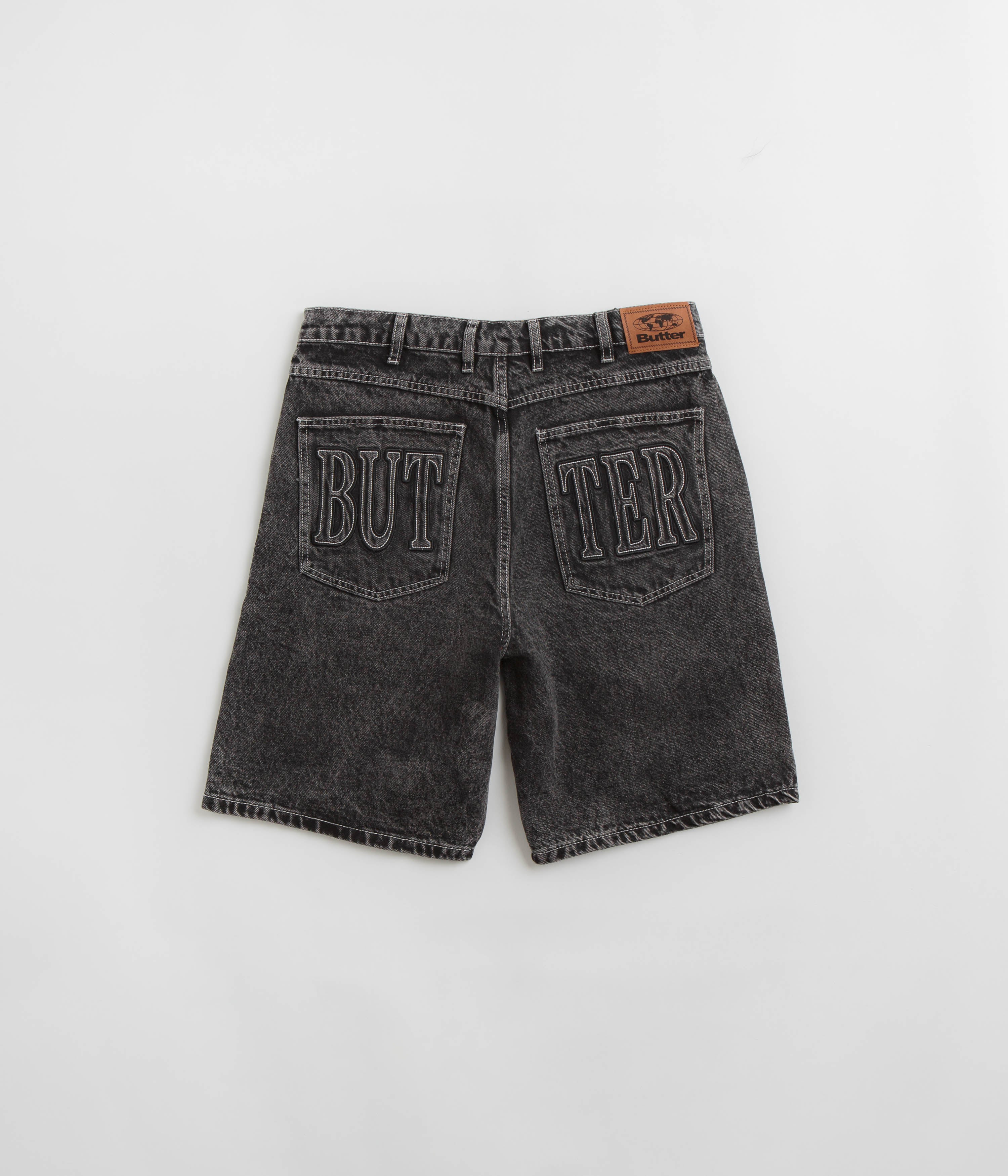 Butter Goods Stunning Applique Denim Shorts in Acid Black - Grab Yours Now!