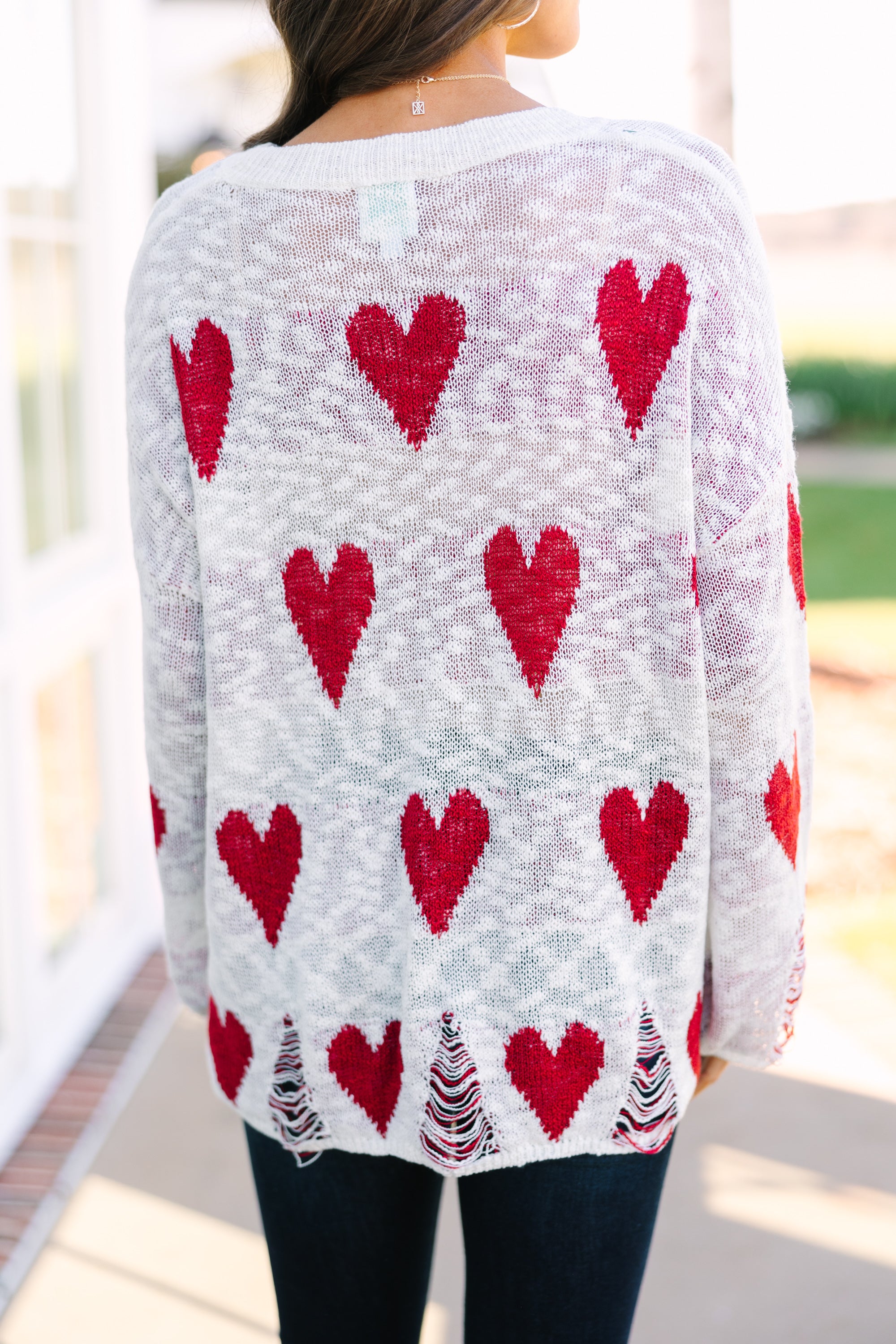Royal Queen Ivory White Heart Print Sweater - Feel Like Royalty!
