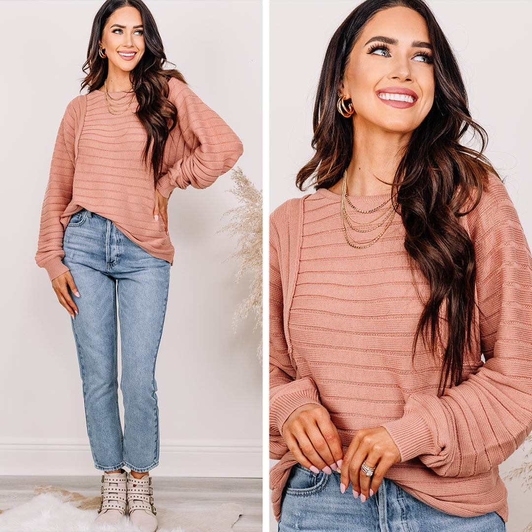 Irresistible Blush Pink Ribbed Sweater for Spring