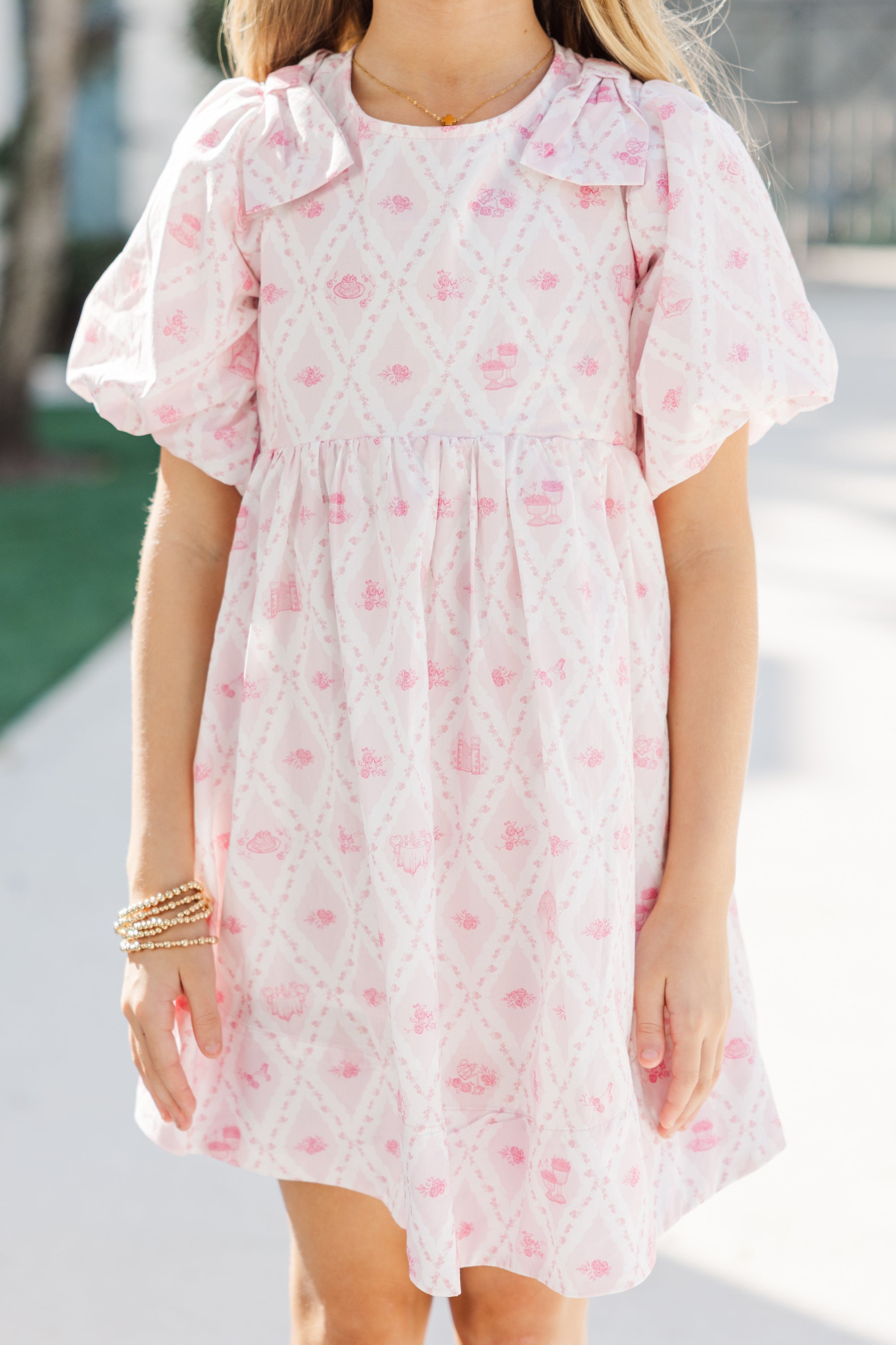Girls' Oh-So-Charming Pink Toile Babydoll Dress