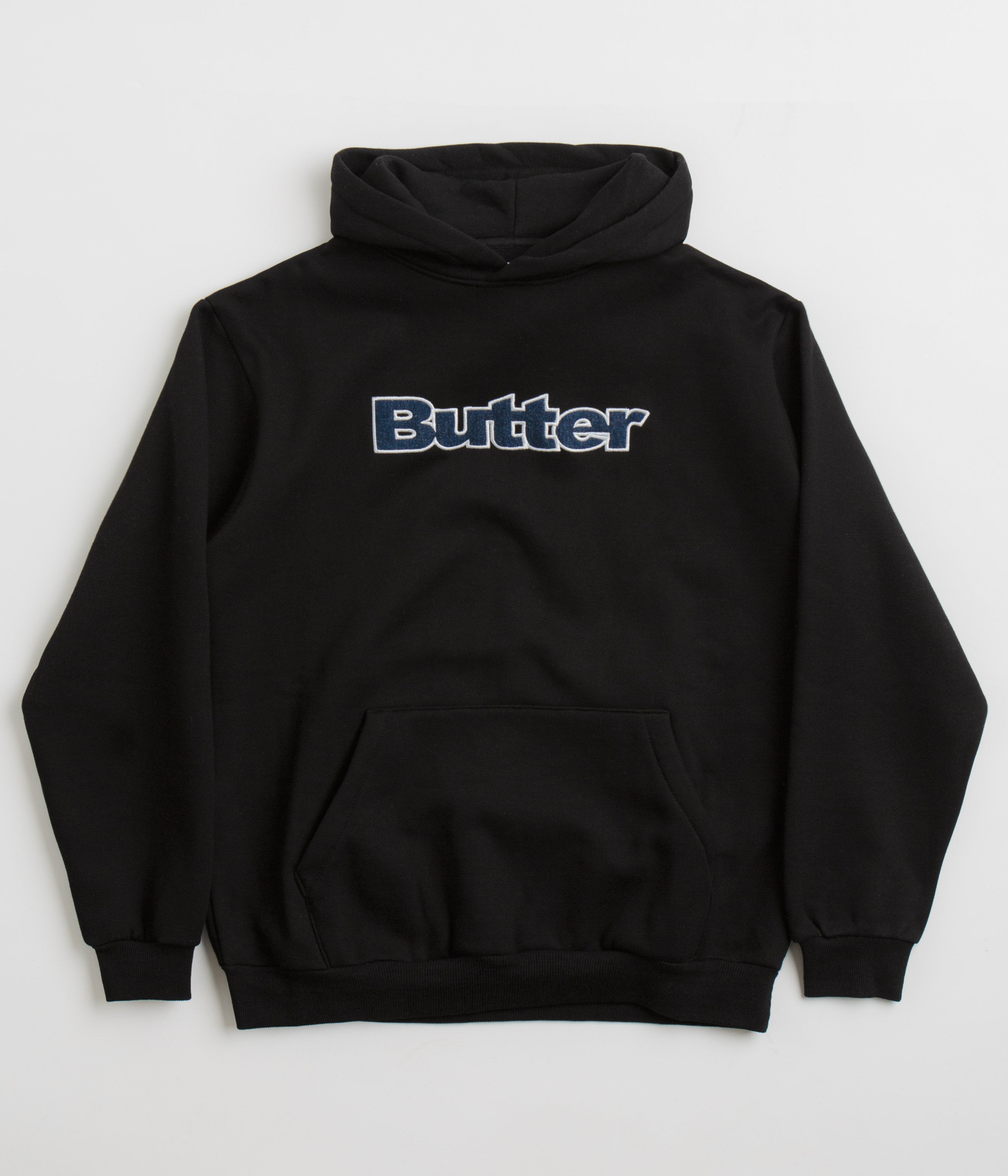 Butter Goods Stunning Black Logo Denim Applique Hoodie - Grab Yours Now!