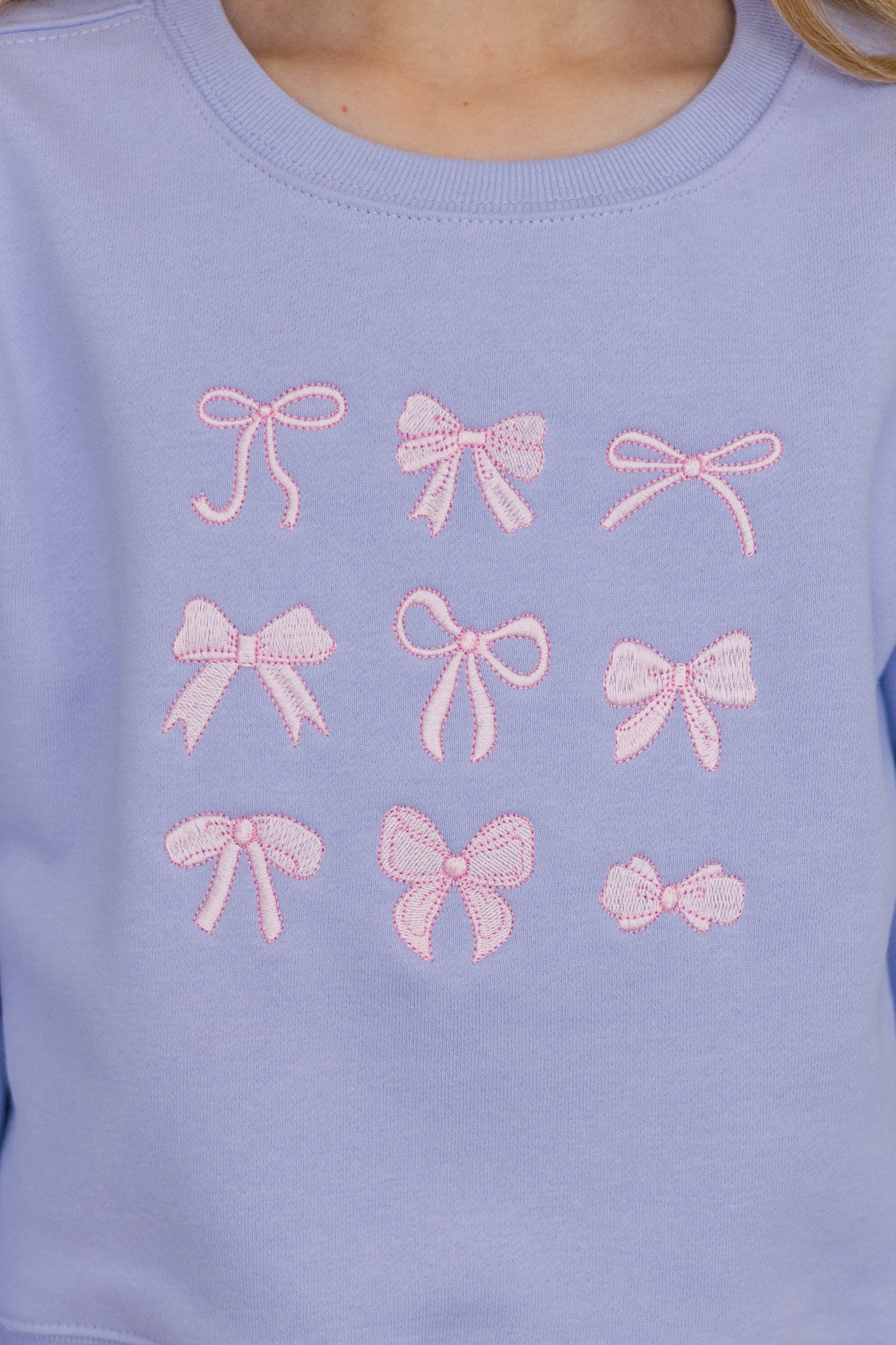Girls' Enchanting Pink Lavender Purple Embroidered Sweatshirt
