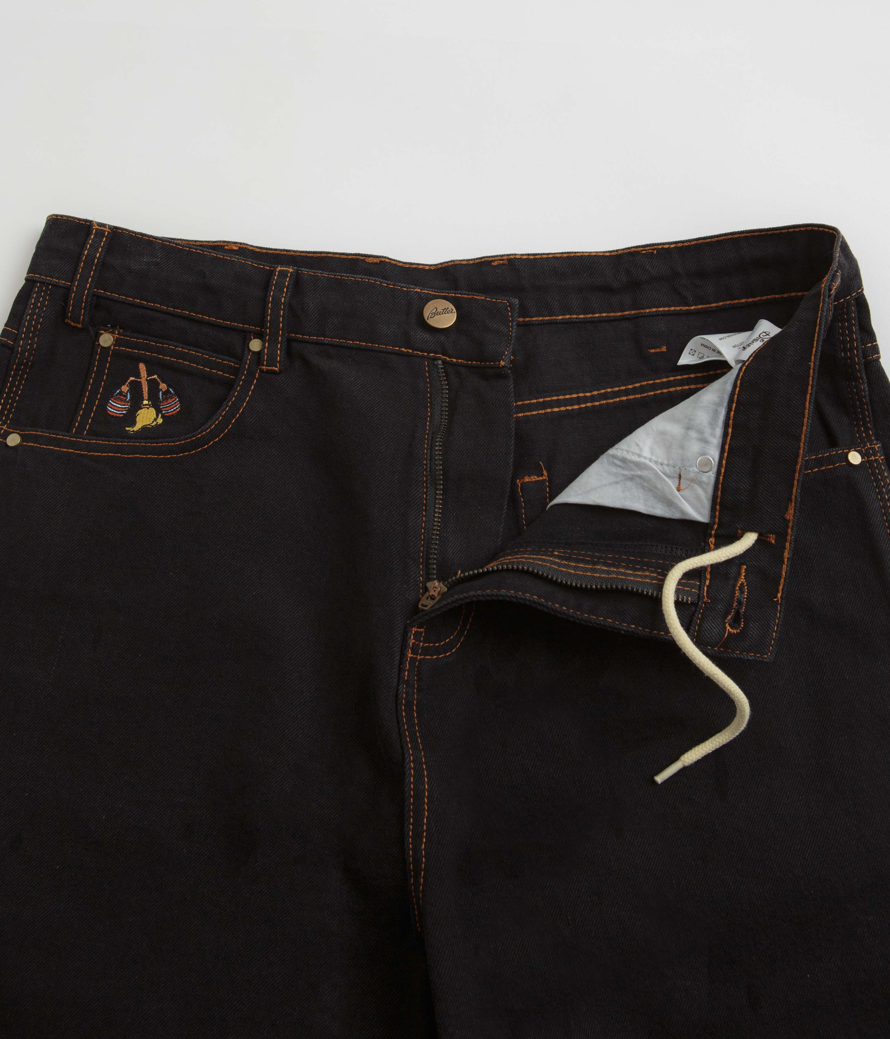 Butter Goods Sorcerer - Stunning Washed Black Baggy Denim Shorts