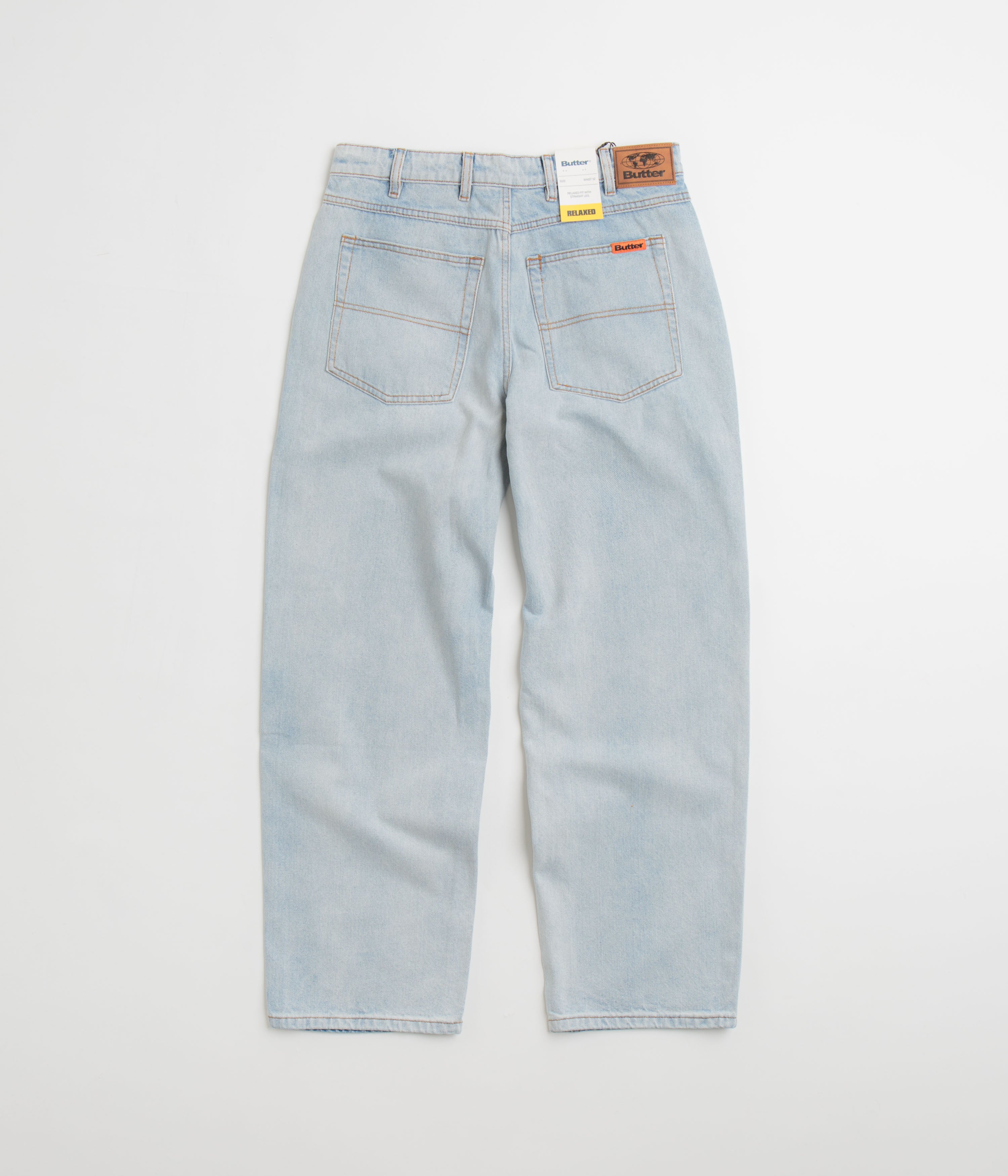 Butter Goods Stylish Relaxed Jeans - Light Blue & Orange