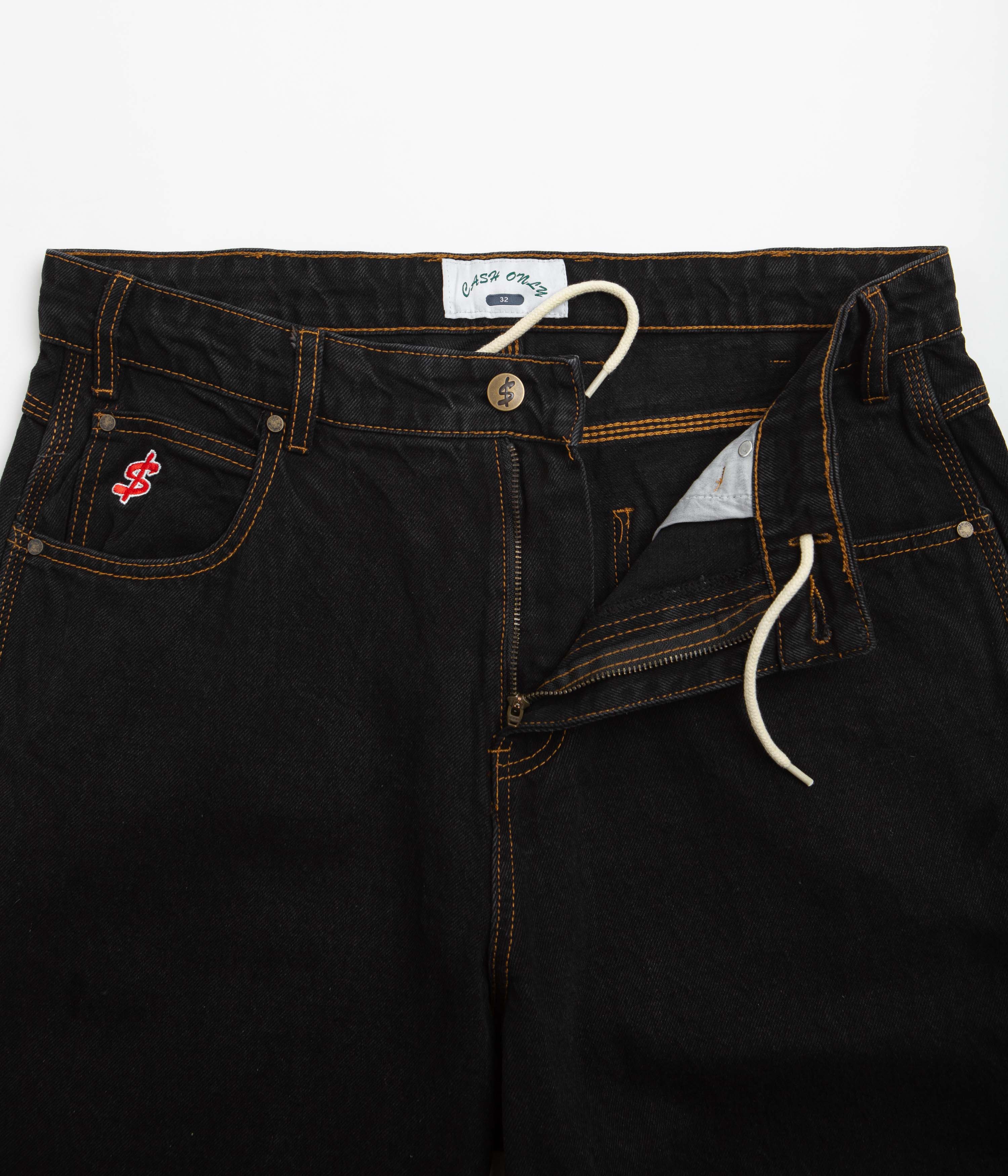 Cash Only Washed Black Logo Baggy Jeans - Urban Style Essential