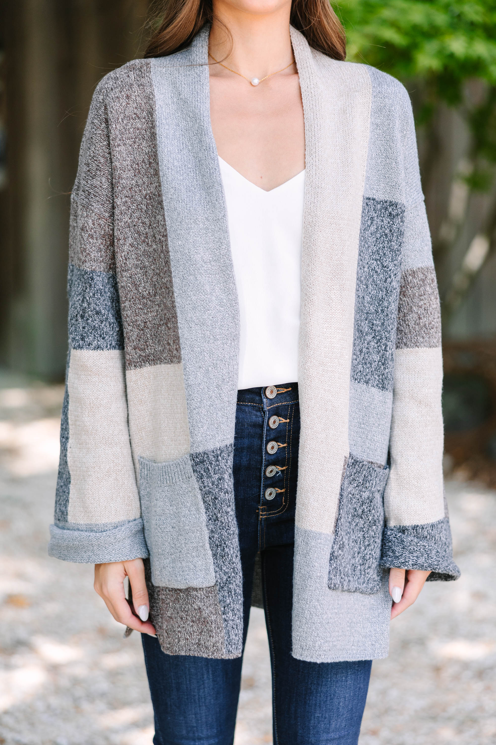 Fun-Filled Charcoal Gray Colorblock Cardigan - Your New Favorite!