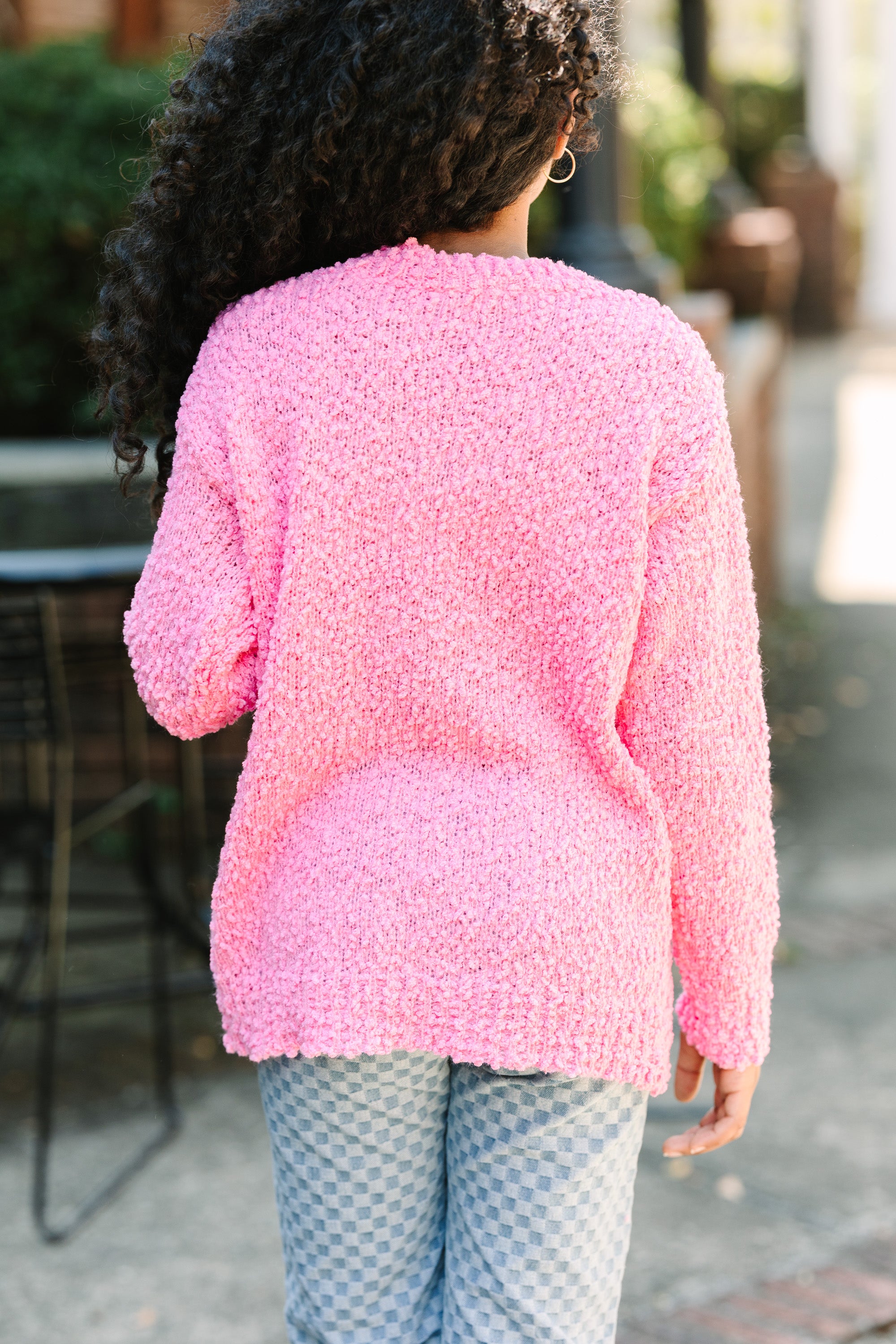 Girls' Candy Pink Popcorn Knit Pullover Sweater: A Must - Have!