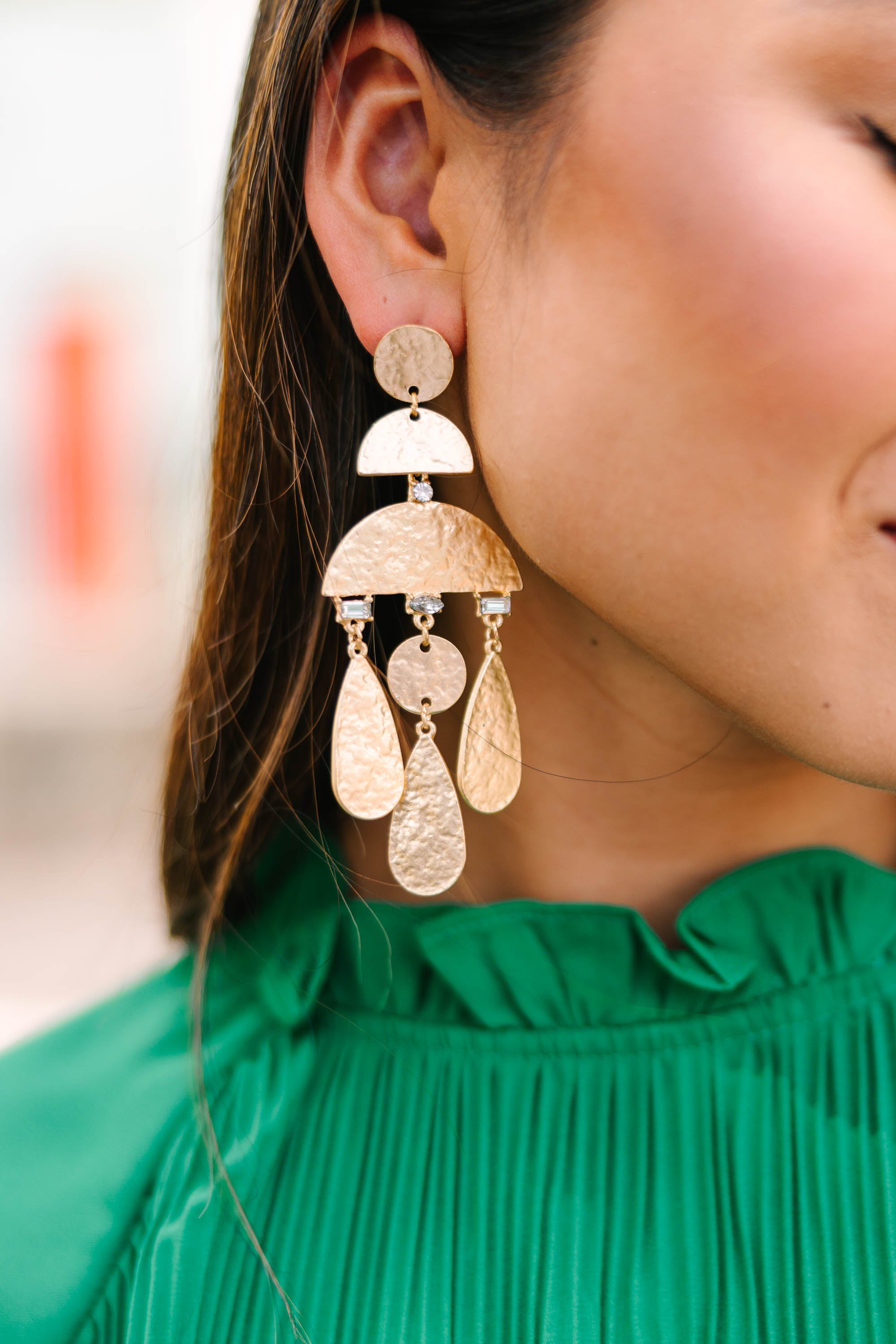 Gorgeous Be There Gold Textured Statement Earrings