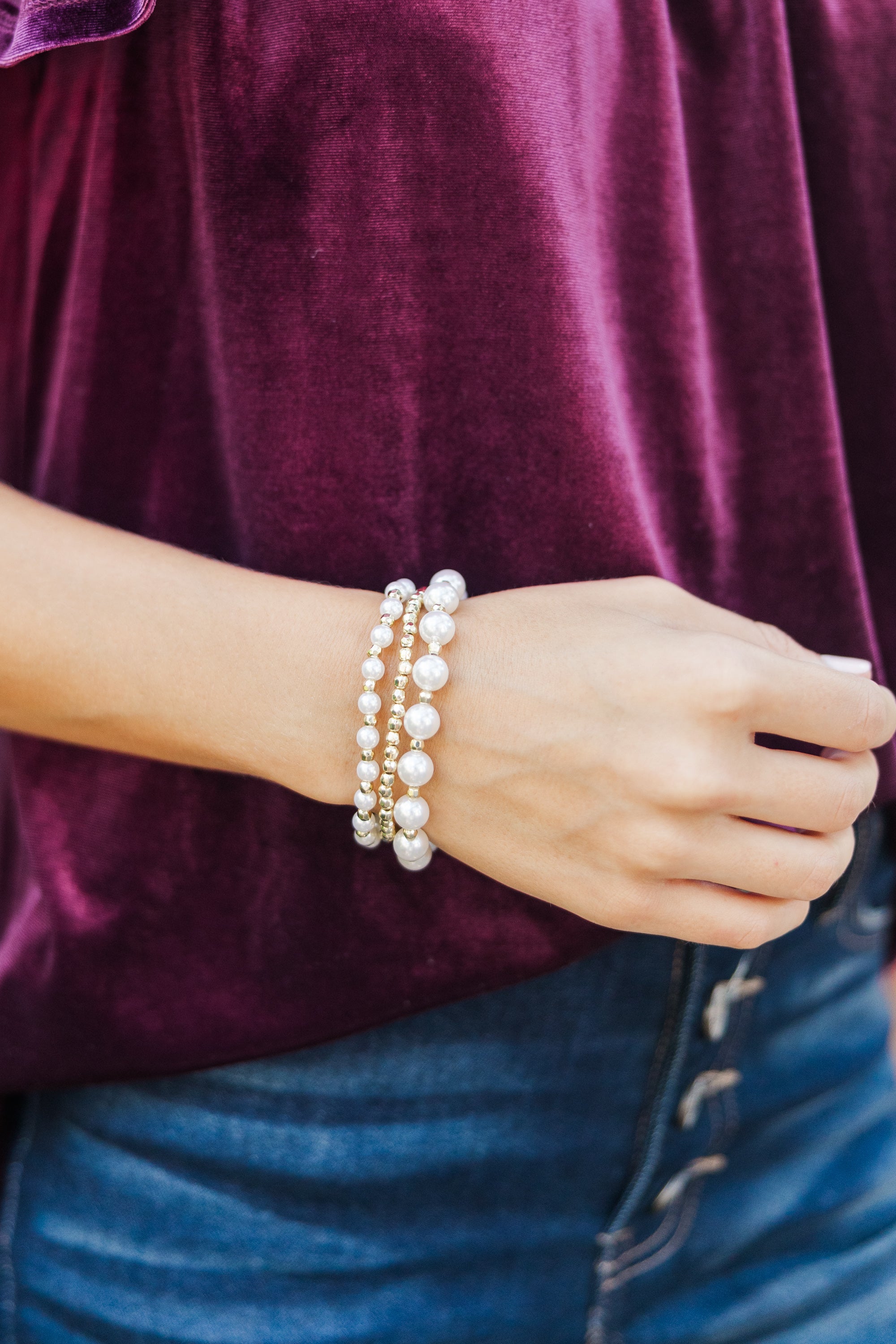 Gorgeous Back To You White Pearl Bracelet