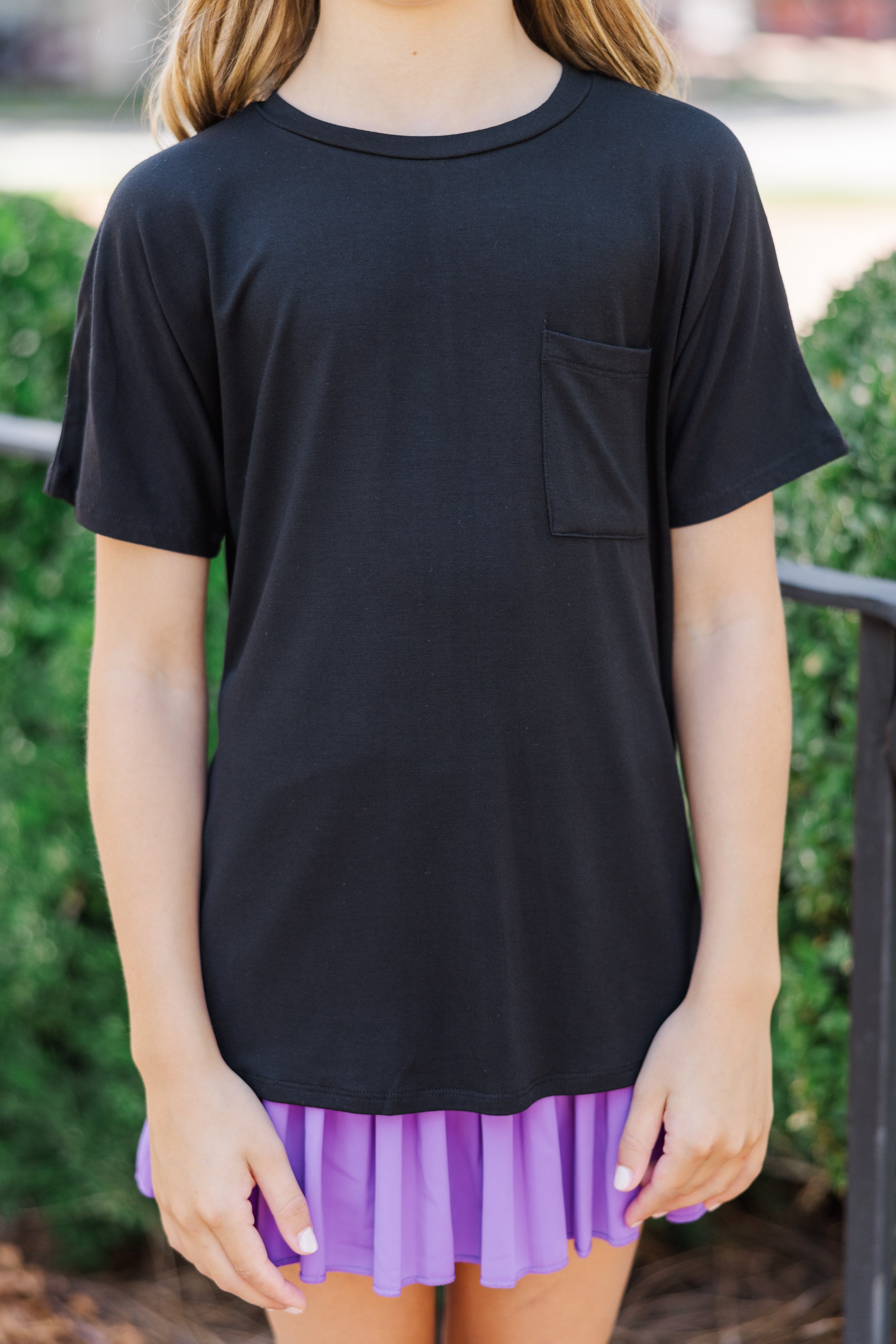 Stylish Girls' On - Your - Time Black Oversized Top
