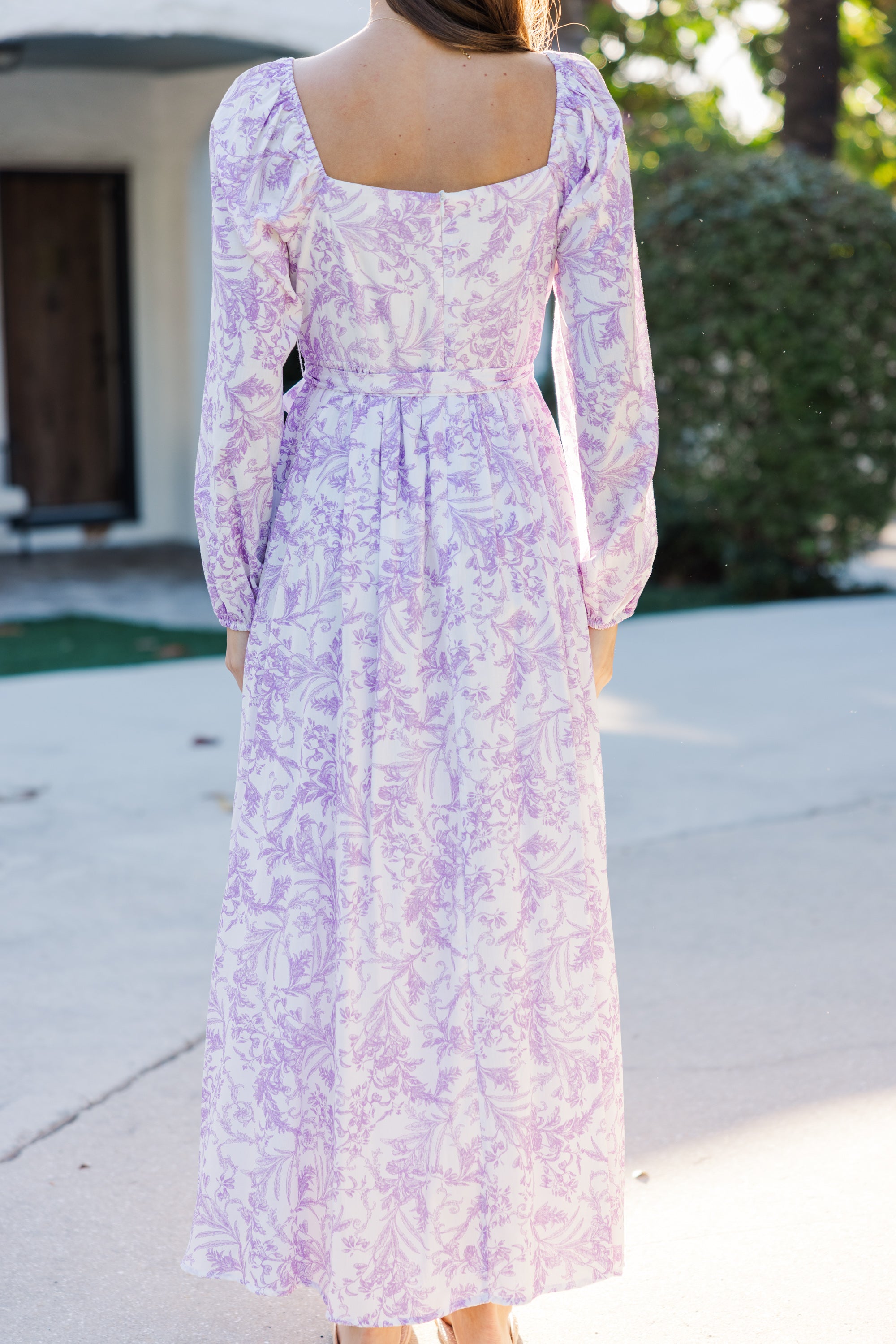 Enchanting Sweet Lavender Toile Midi Dress