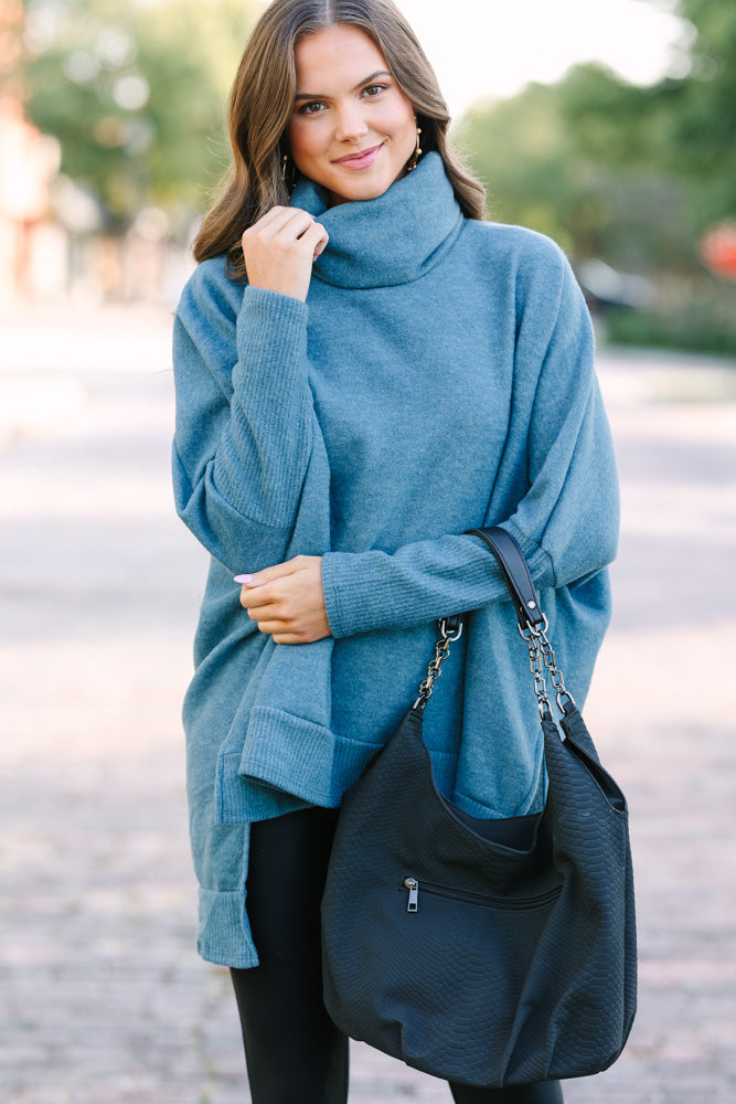 Feeling Chipper: Teal Green Cowl Neck Sweater for a Cozy Fall