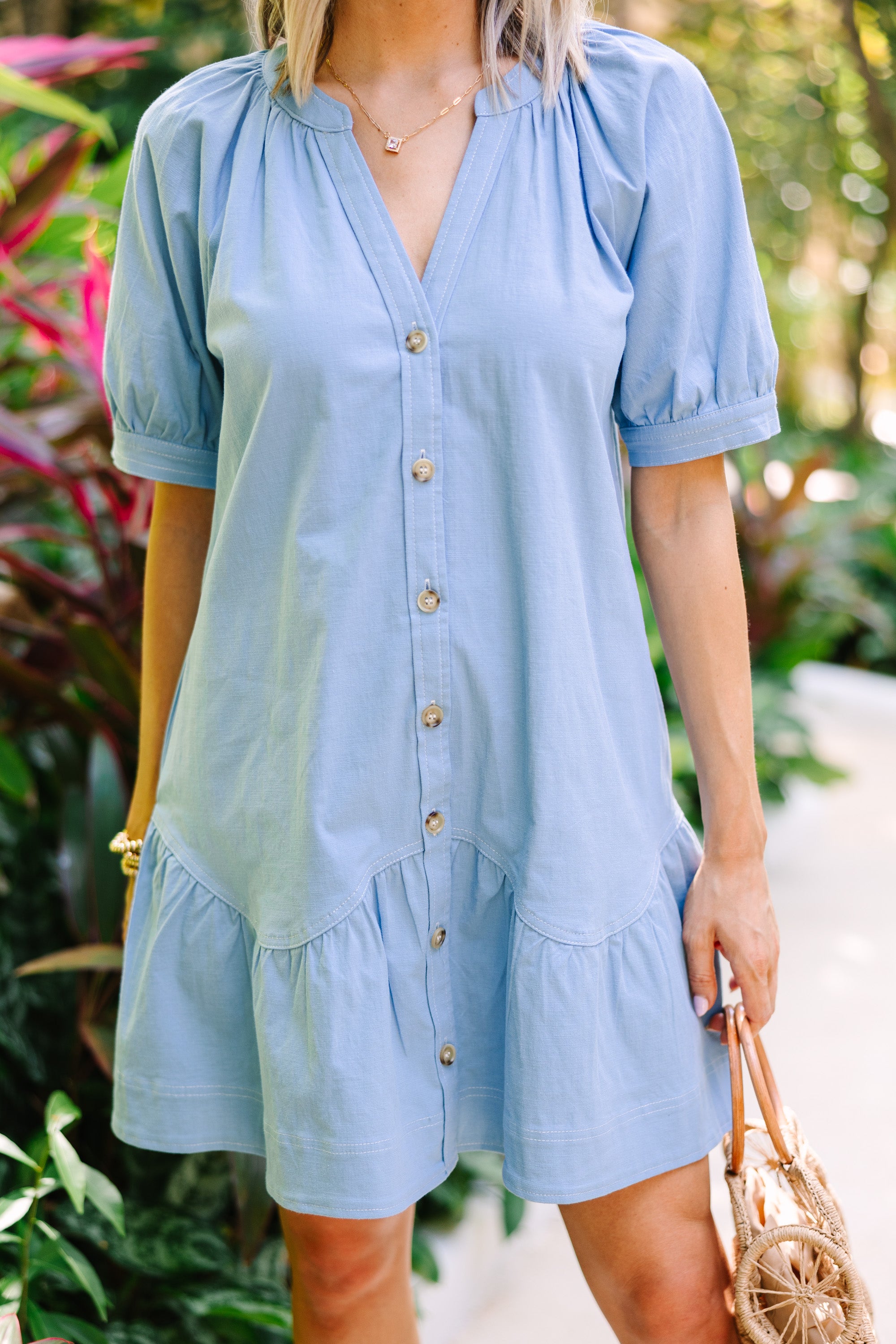 All-In-One Blue Ruffled Spring Dress
