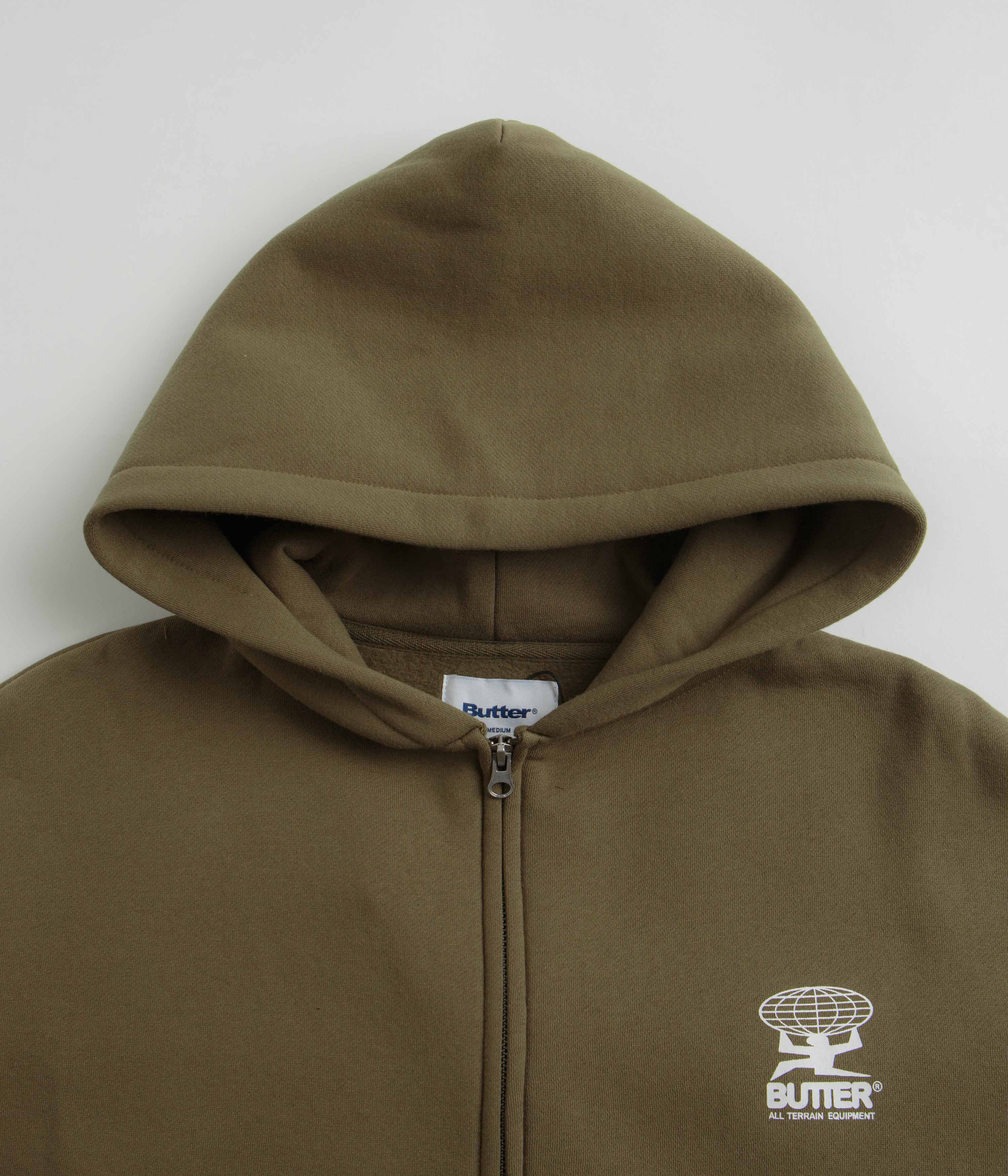 Butter Goods Army Green Terrain Zip - Thru Hoodie: A Skate - Culture Essential