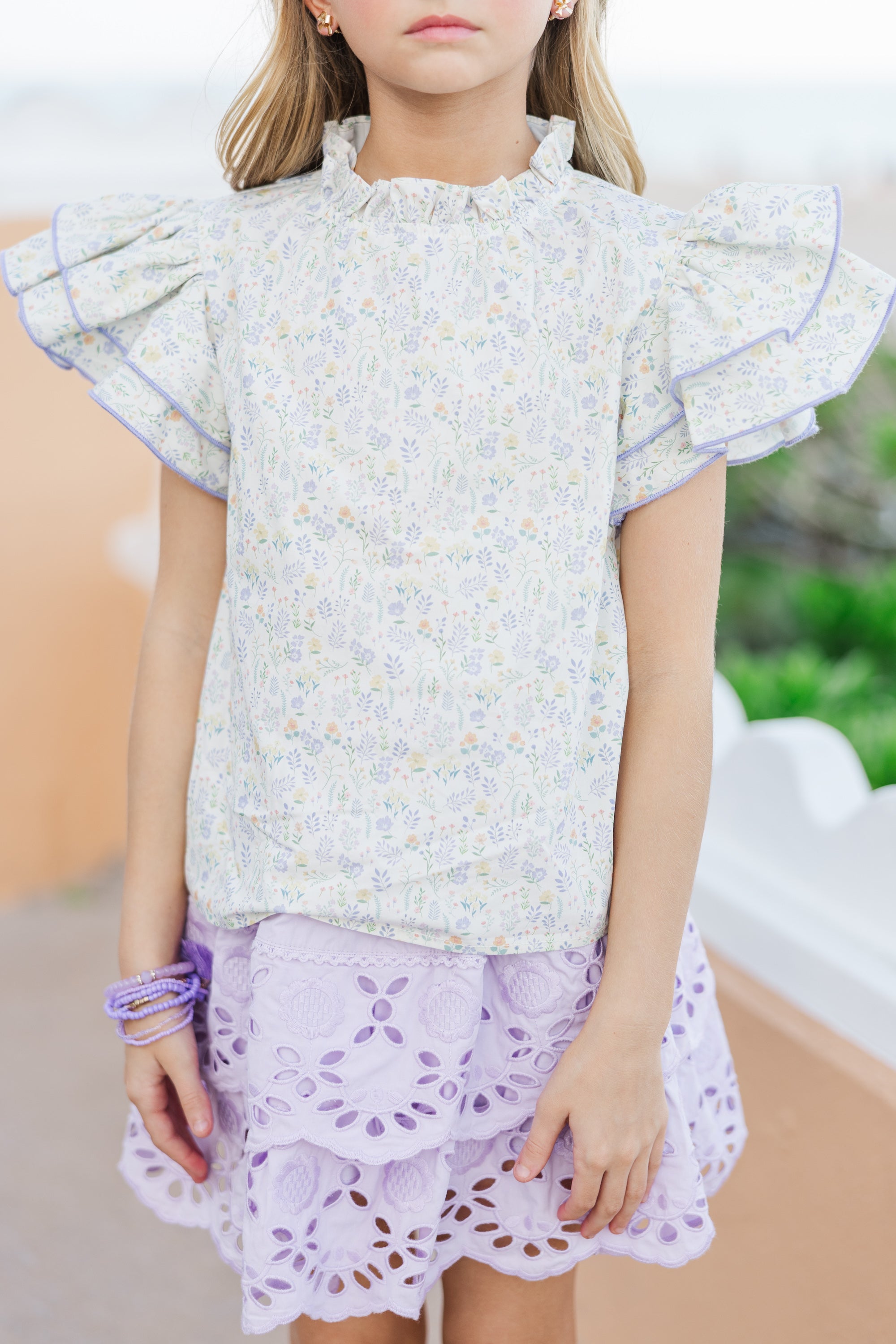 Irresistible Yellow Ditsy Floral Blouse for Girls