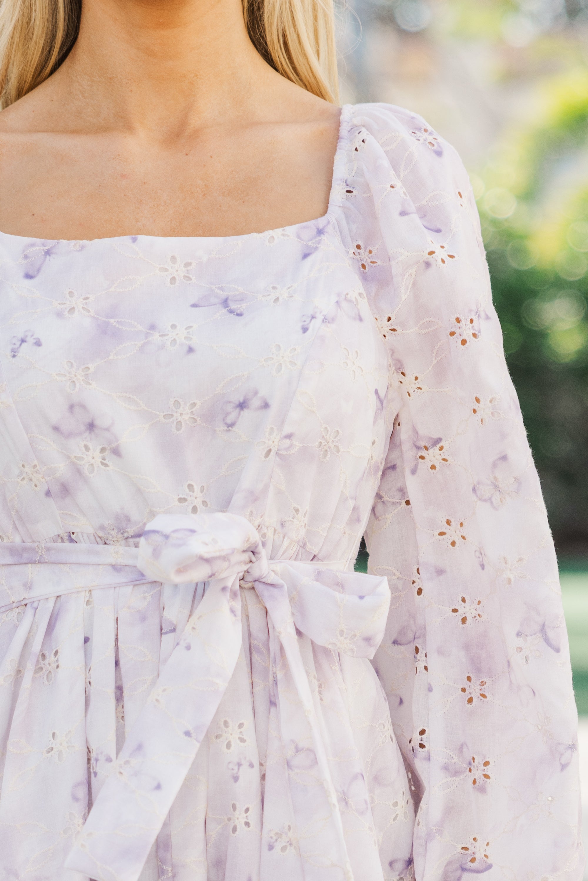 Enchanting Sweet Lavender Eyelet Midi Dress