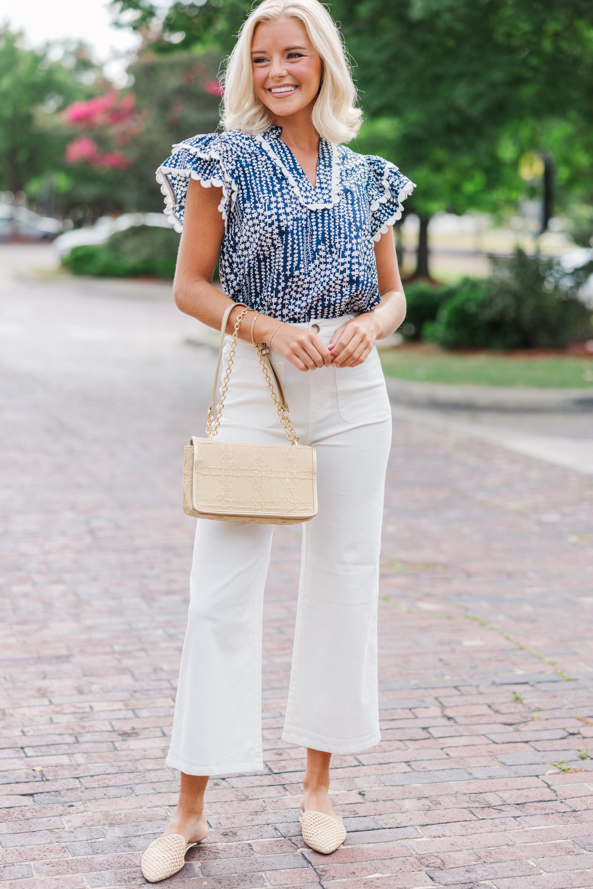 Navy Blue Floral Blouse: A Must-Have for Your Wardrobe!
