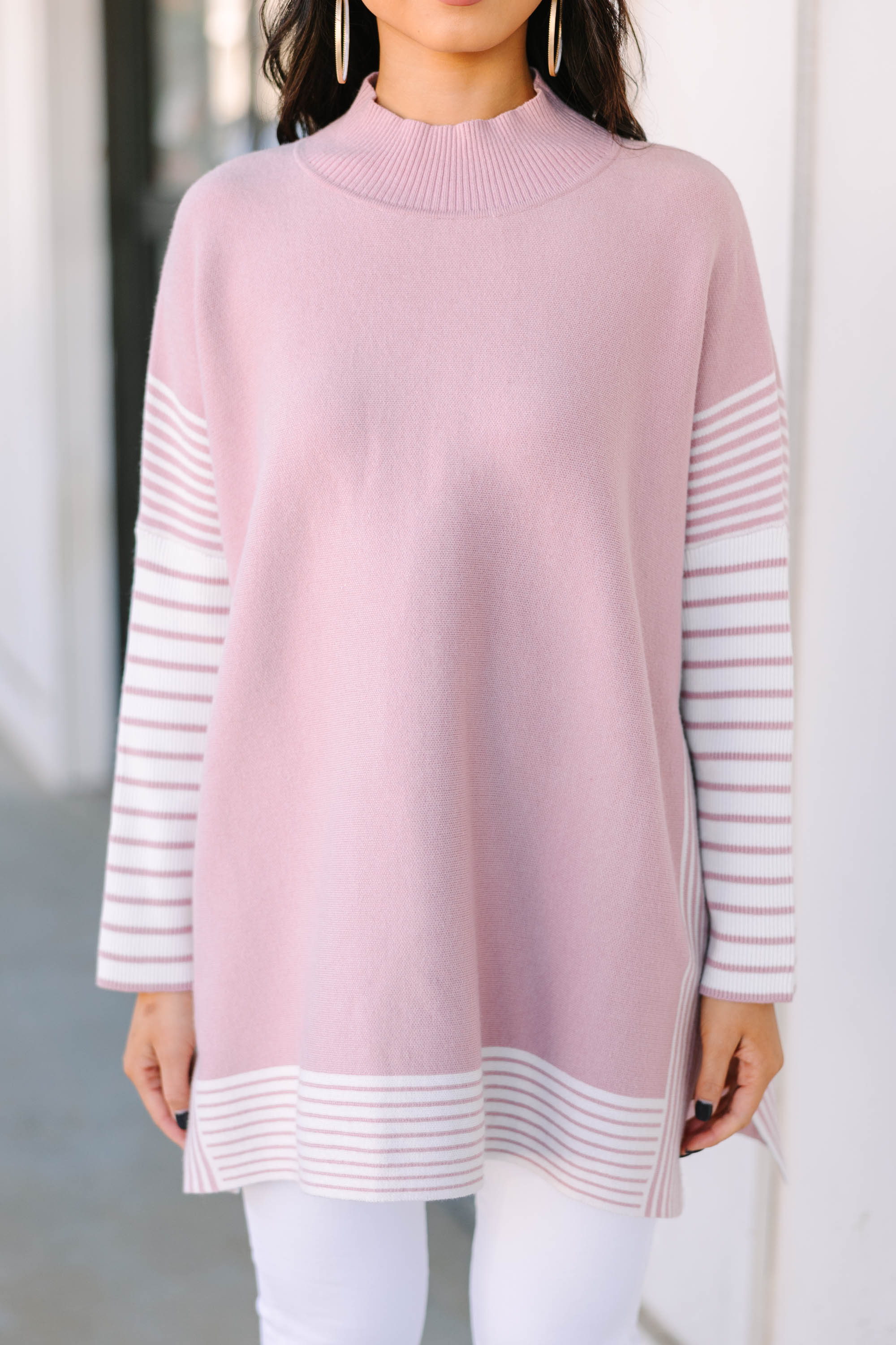 Alluring All-In Blush Pink Striped Tunic