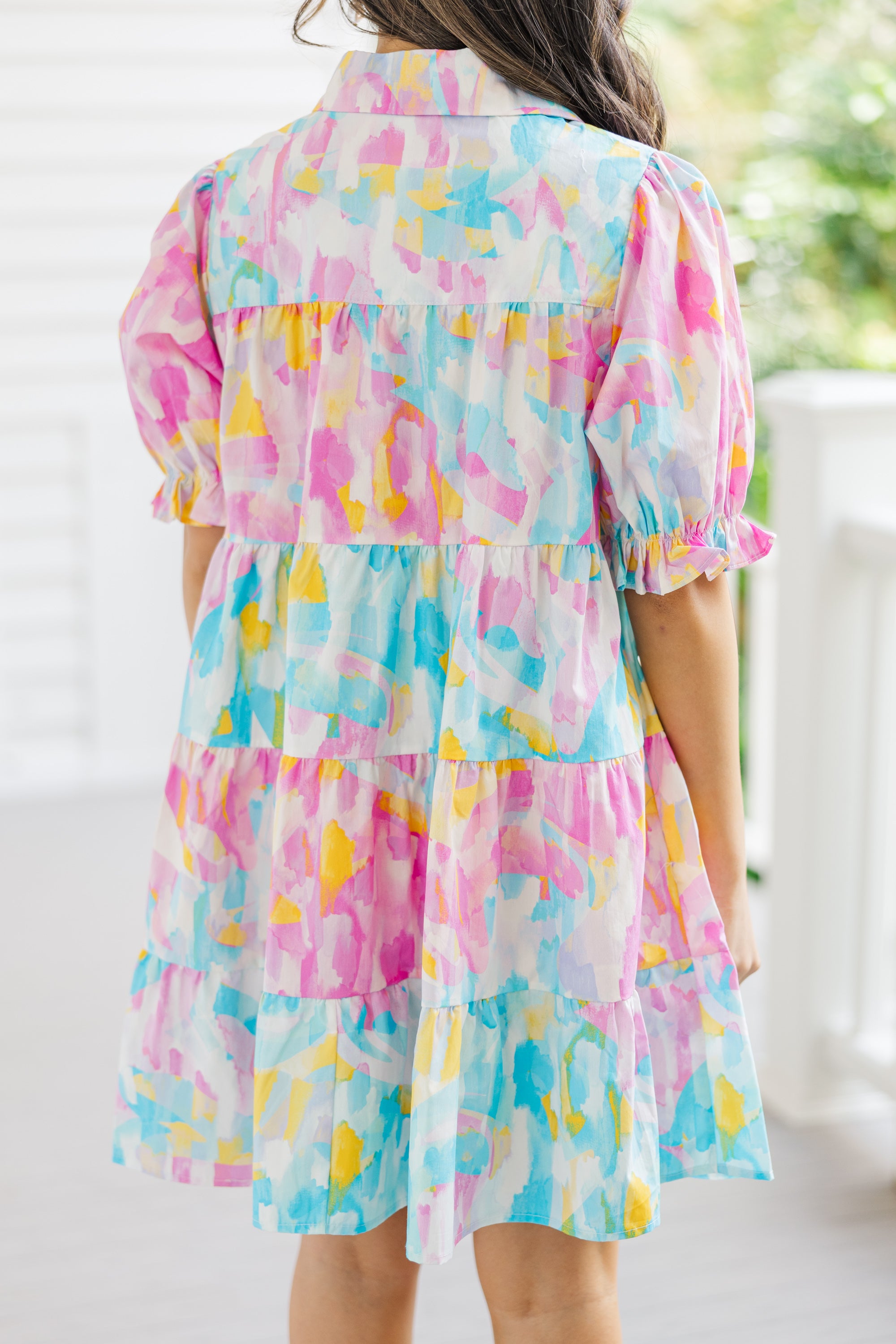 Gorgeous Pink Abstract Babydoll Dress for Blissful Moments