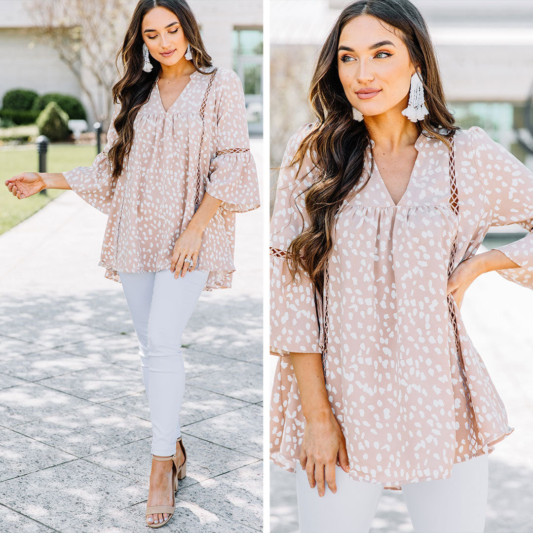 Joyful Leopard Print Crochet Spring Top