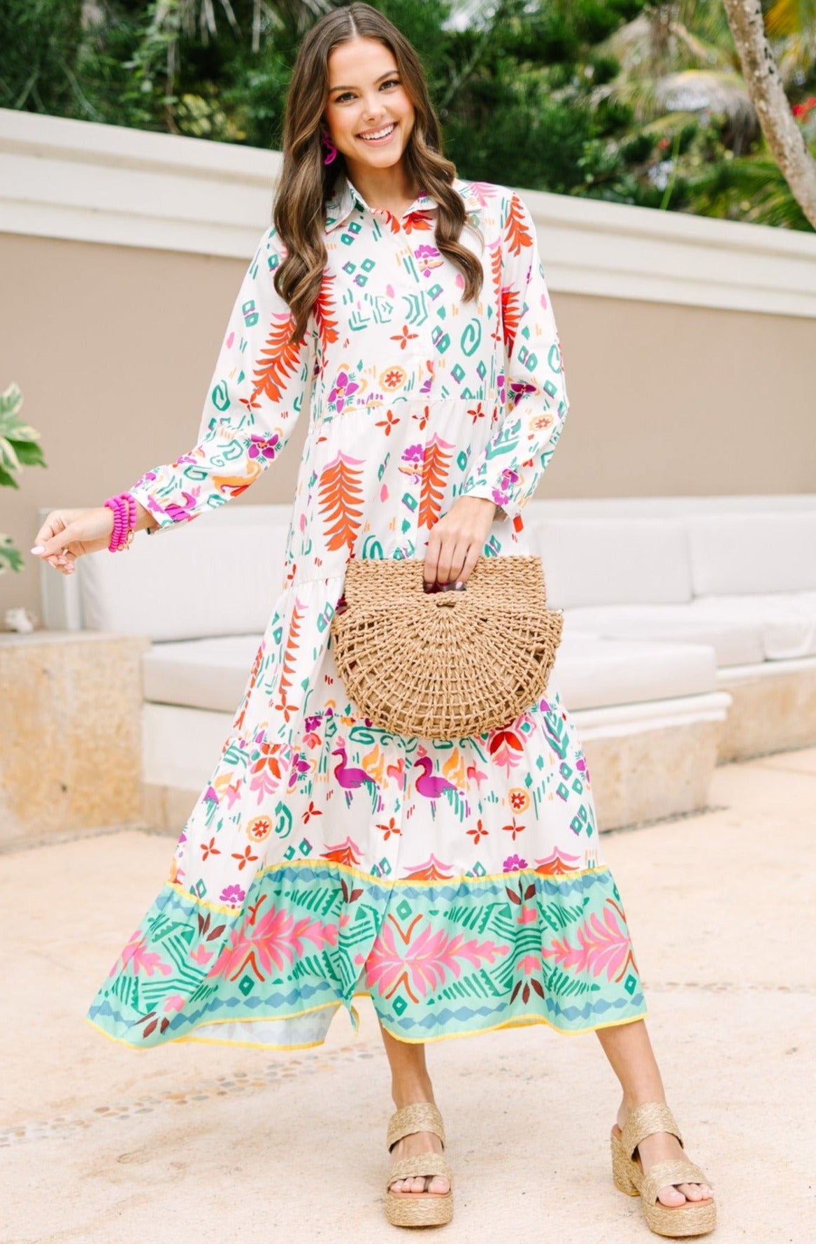 Alluring All I Want White Multi - Tiered Midi Dress