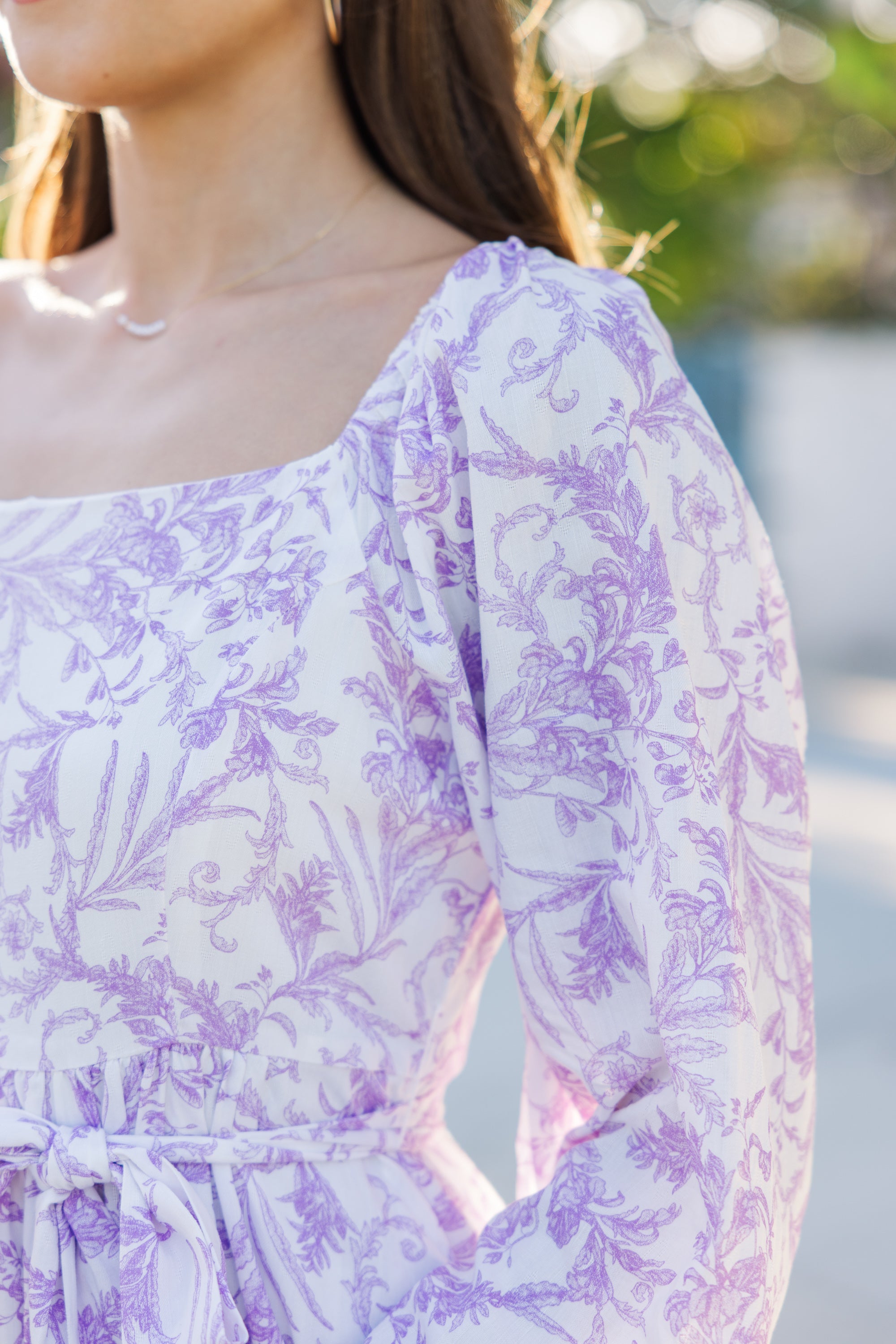 Enchanting Sweet Lavender Toile Midi Dress