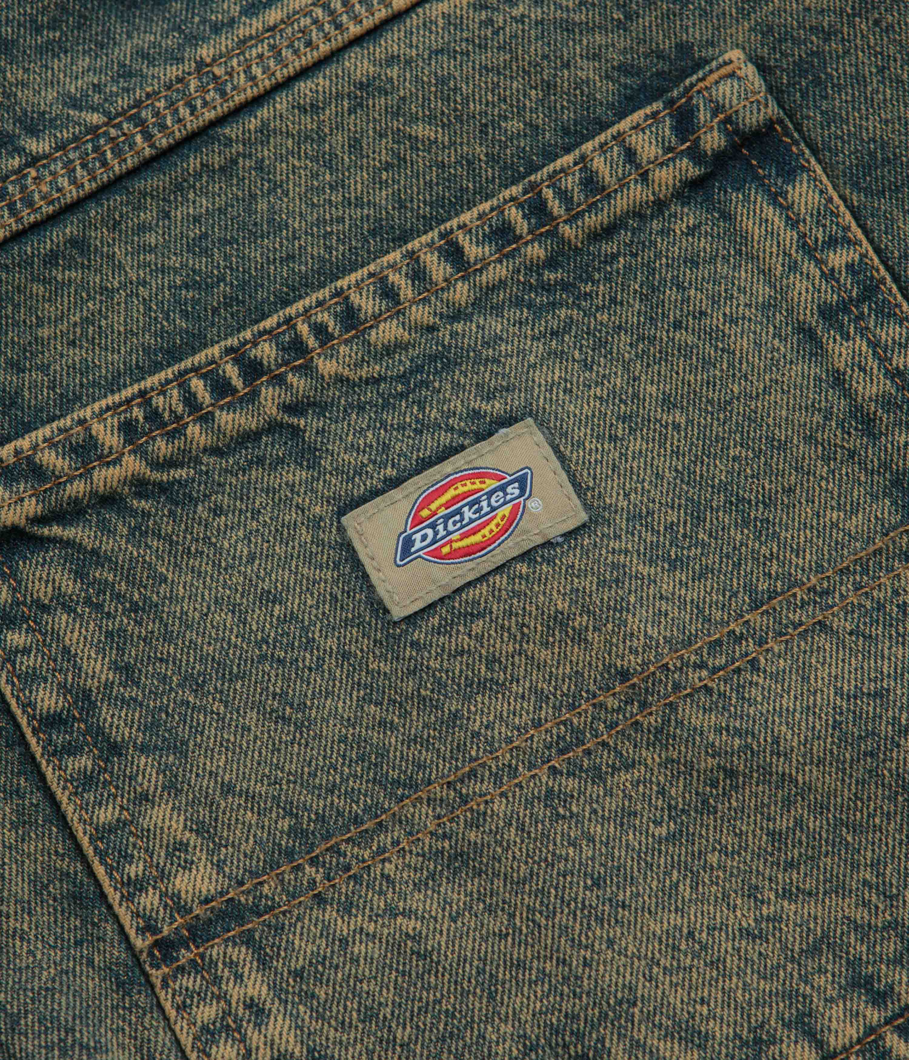 Dickies Madison Denim Shorts - Stunning Yellow Fade Indigo