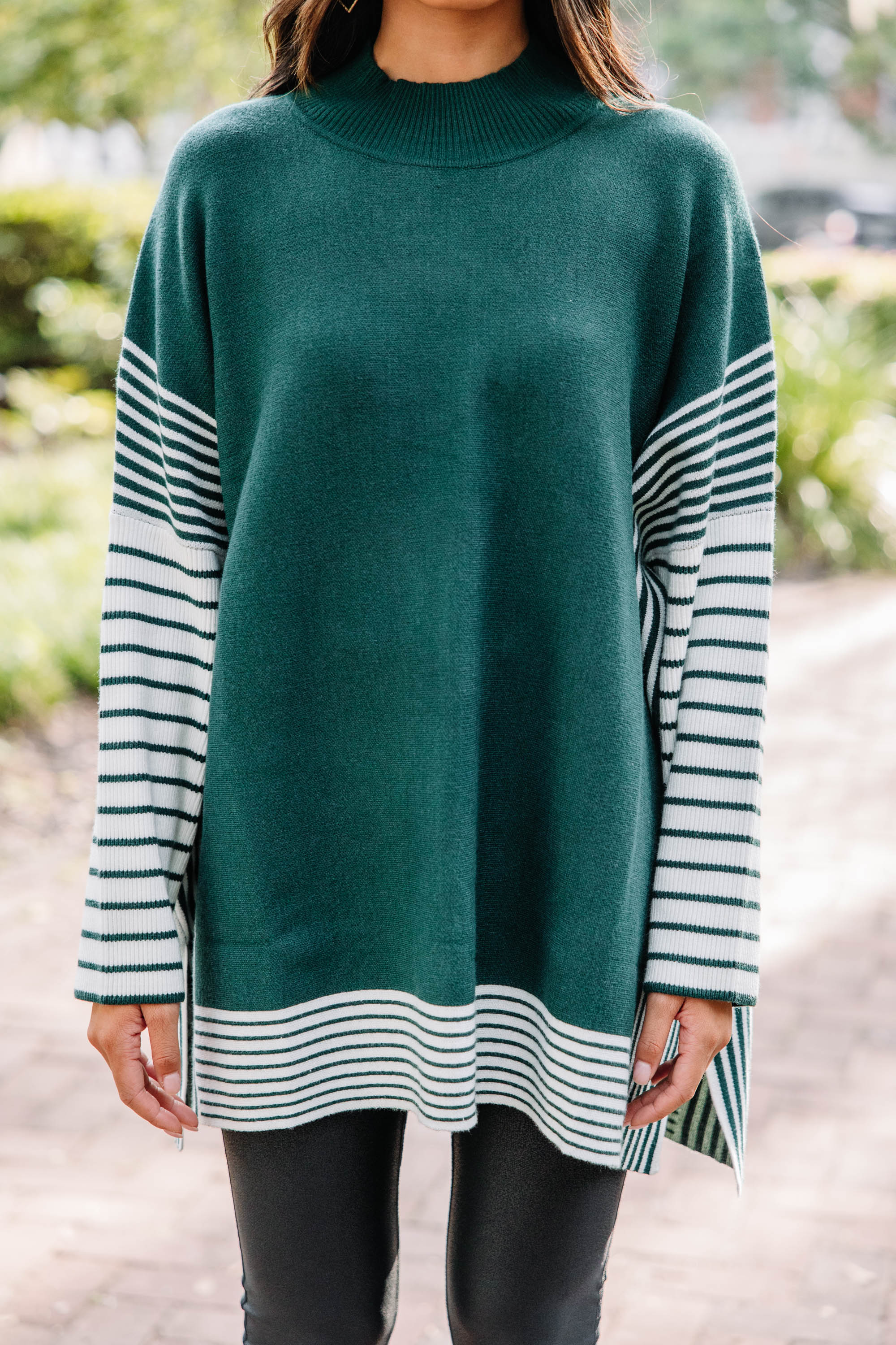 Hunter Green All - In Striped Tunic: A Fashion Must - Have!