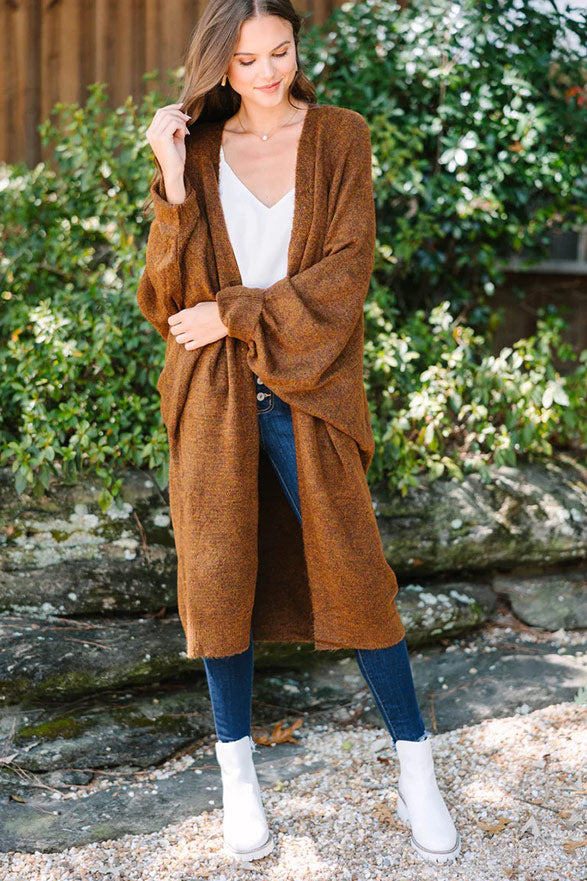 Fall-Ready Camel Brown Oversized Cardigan