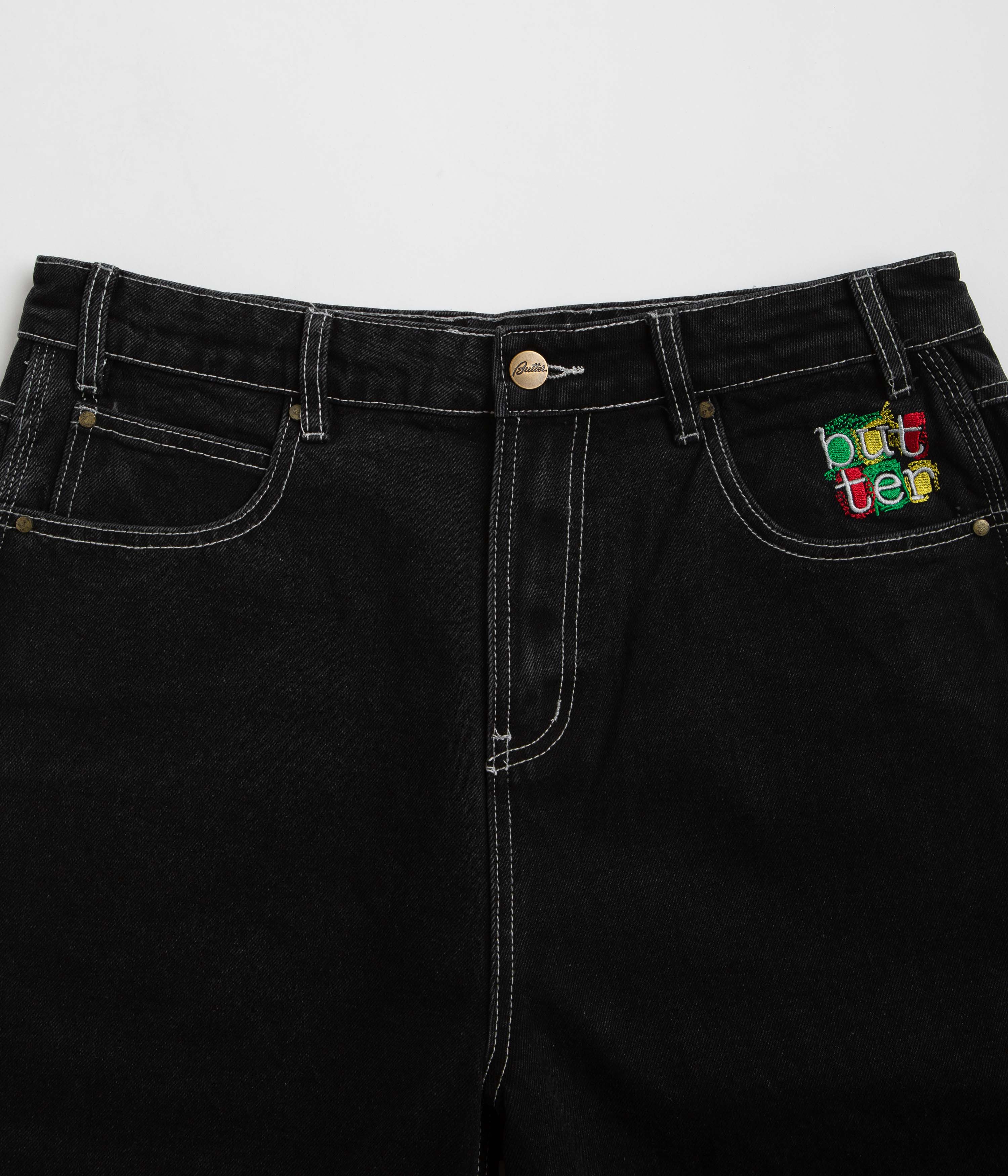 Butter Goods Flat Black Scribble Denim Shorts - A Must - Have!