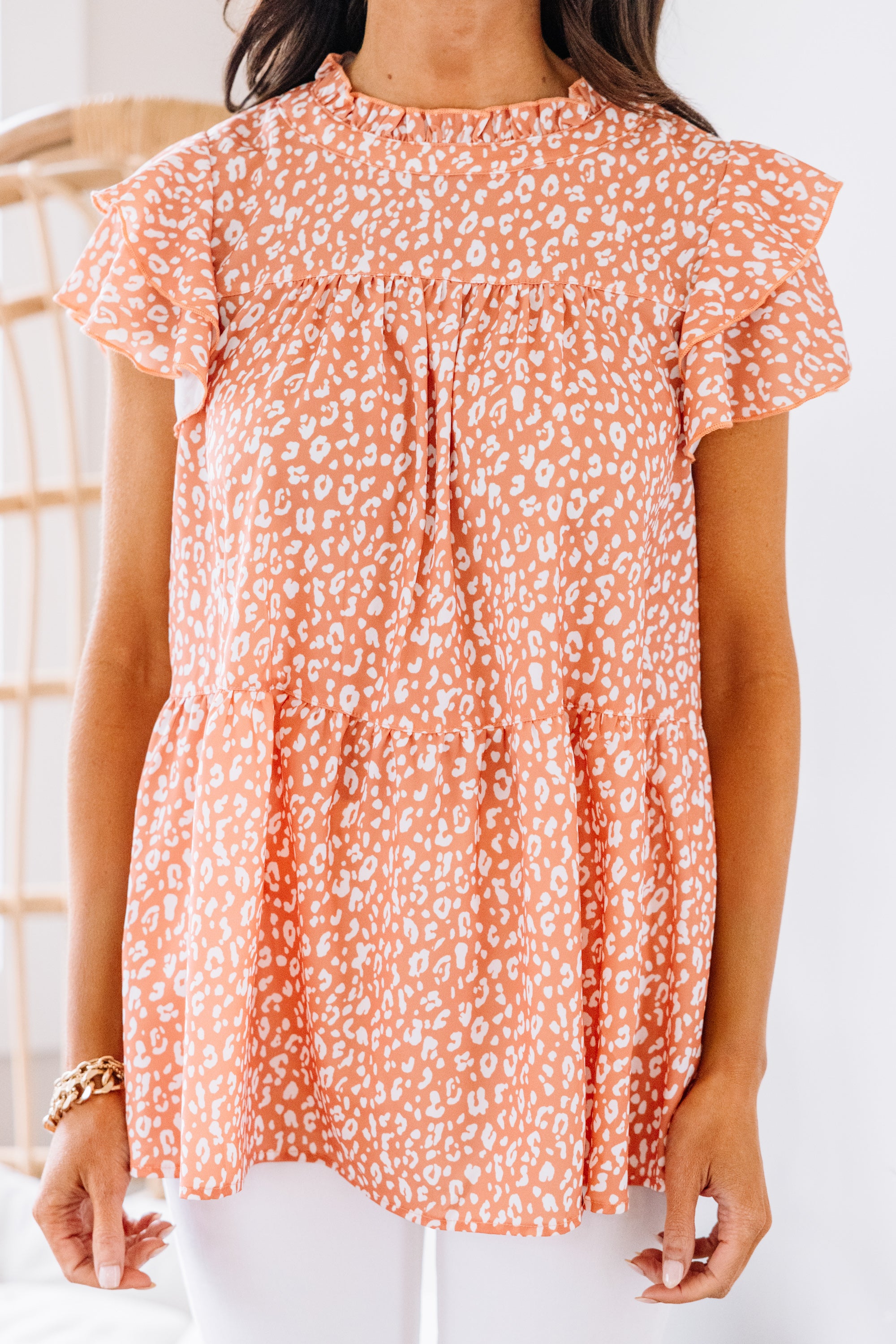 Unleash Your Style: Sunset Orange Leopard Print Top
